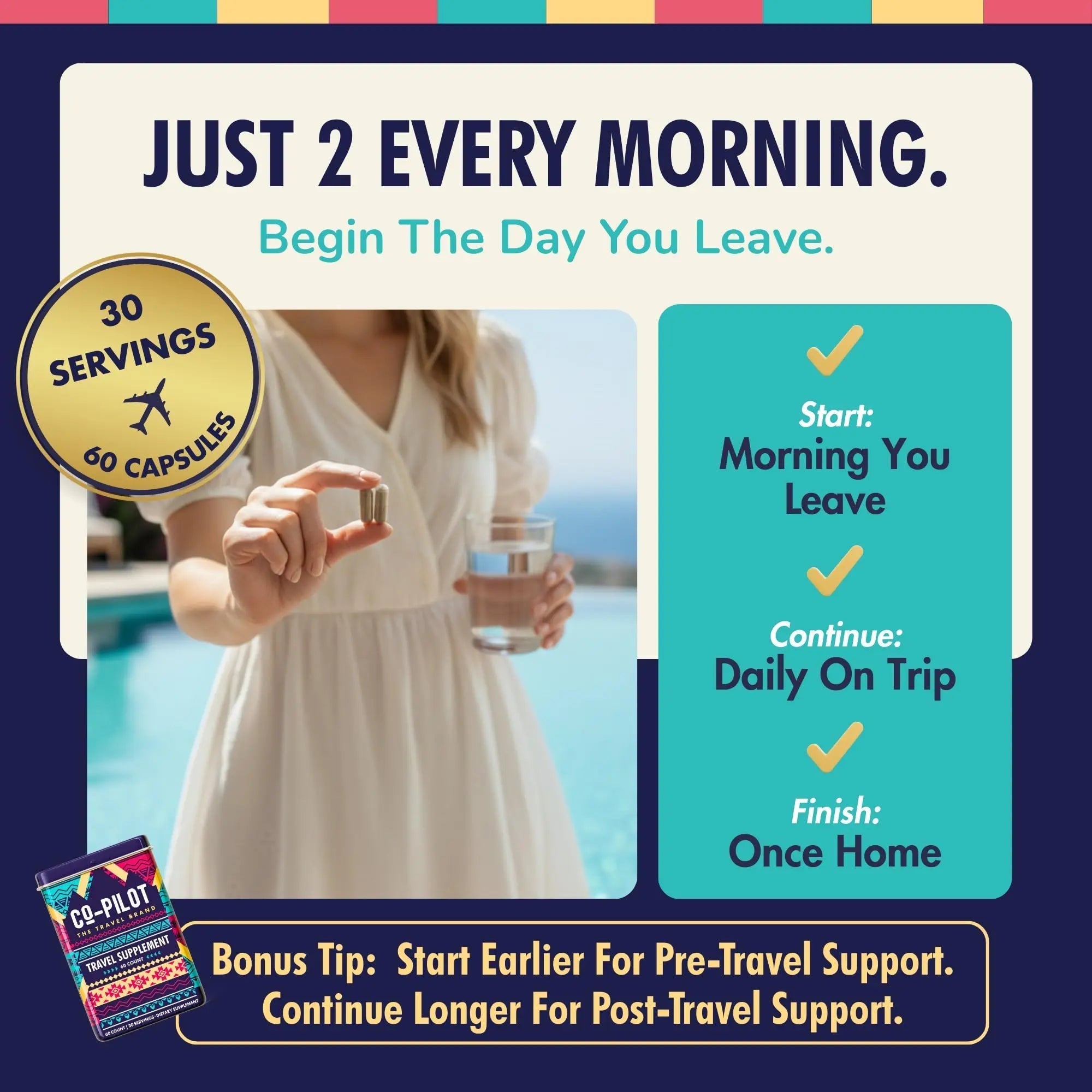 Travel Vitamin Supplement for Flight and Daily, Jet Lag, Energy, Immune, Digestion Support, Promote Calmness with Ashwagandha, Rhodiola, Chia Co-Pilot The Travel Brand uk supplements