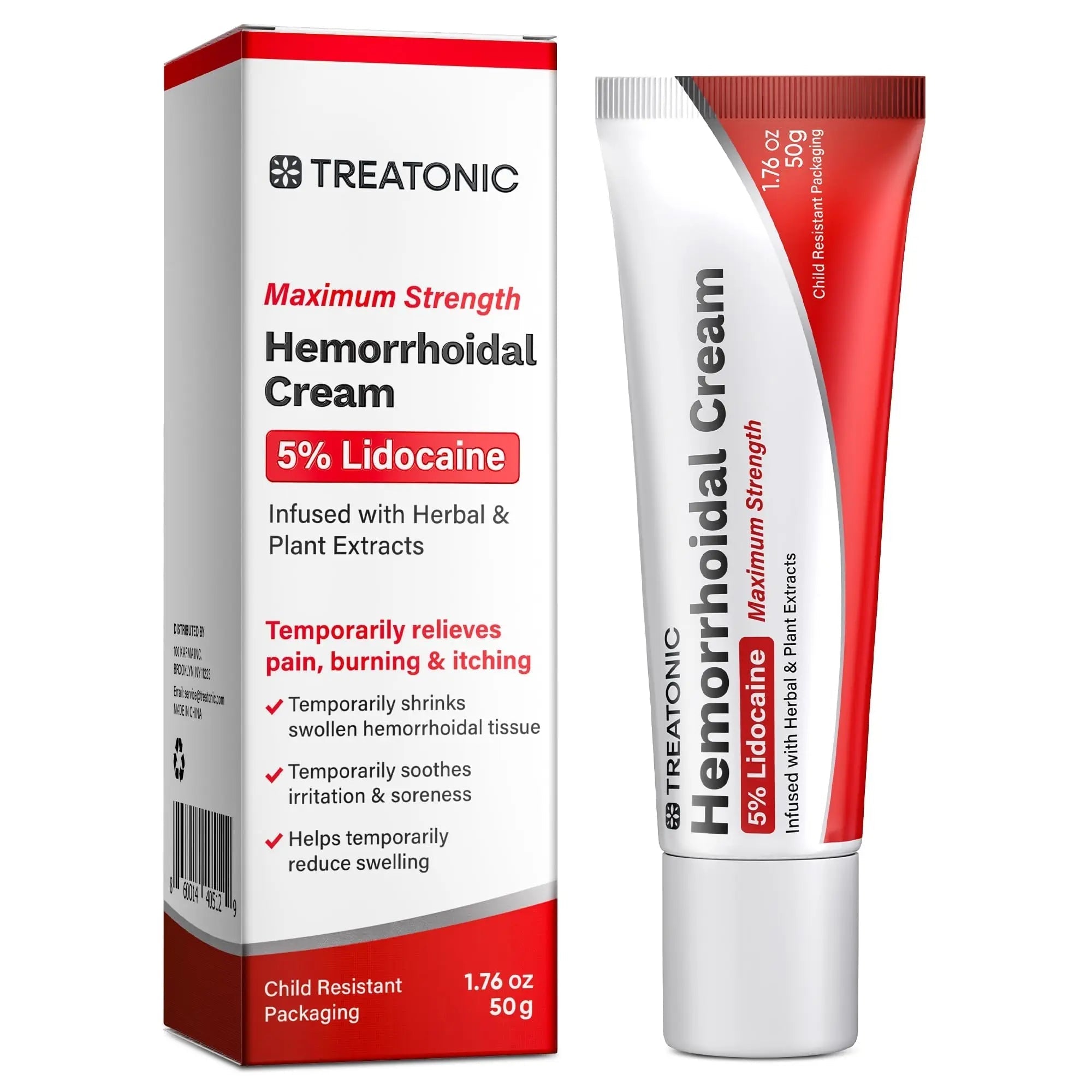 Treatonic Hemorrhoid Treatment Cream: 5% Lidocaine Hemorrhoid Cream for Numbing Relief of Pain, Burning, Itching, Discomfort, & Swelling - Fissure & Hemorrhoids - 1.76 oz Treatonic uk supplements