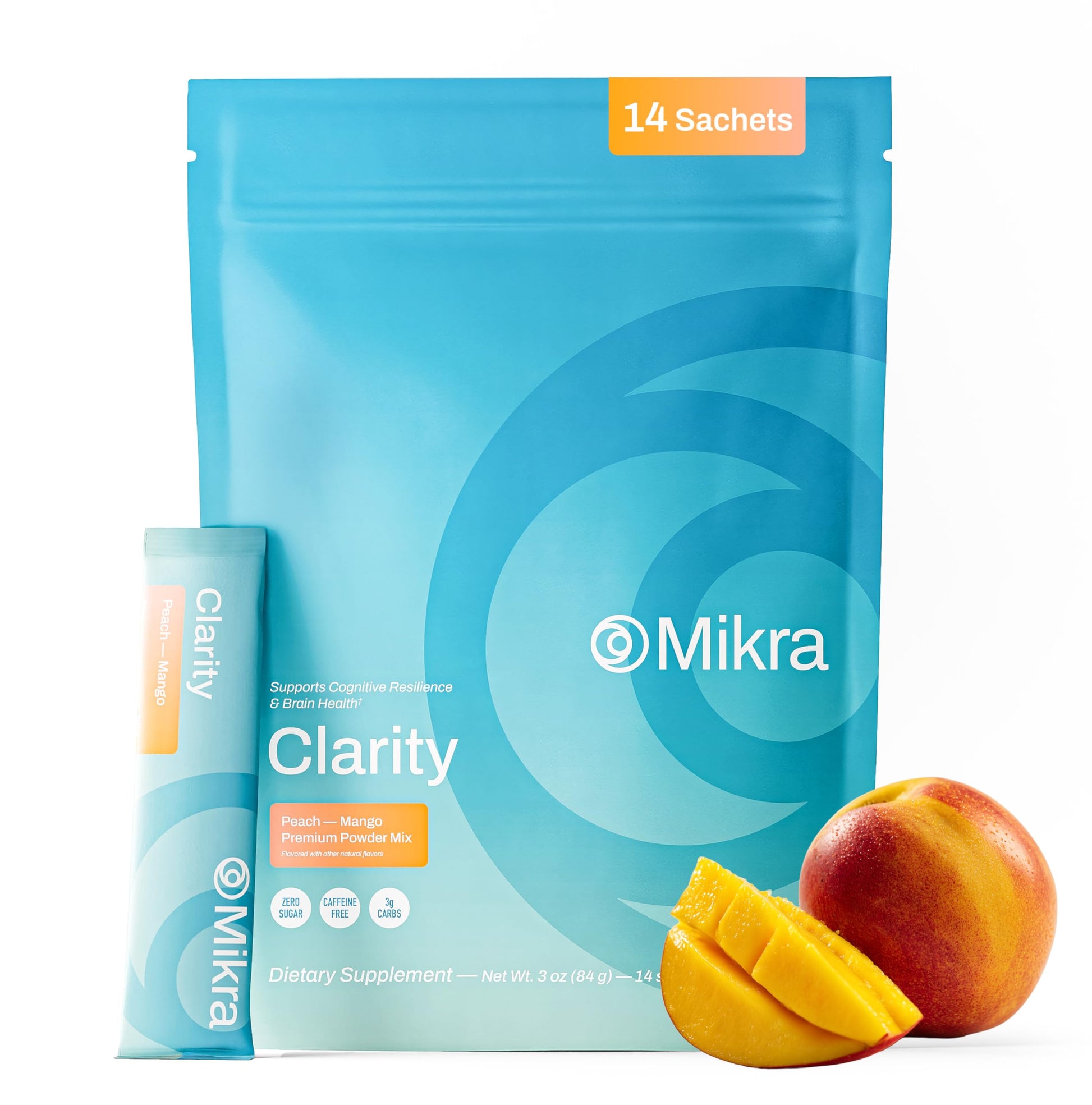 Mikra Clarity Nootropic Focus Drink Mix - Daily Cognitive & Calm Support Formula with Citicoline, Lion’s Mane & L-Theanine - Calm Drink Mix & Focus Aid for Energy and Clarity - 14 Single-Serve Sachets Mikra uk supplements