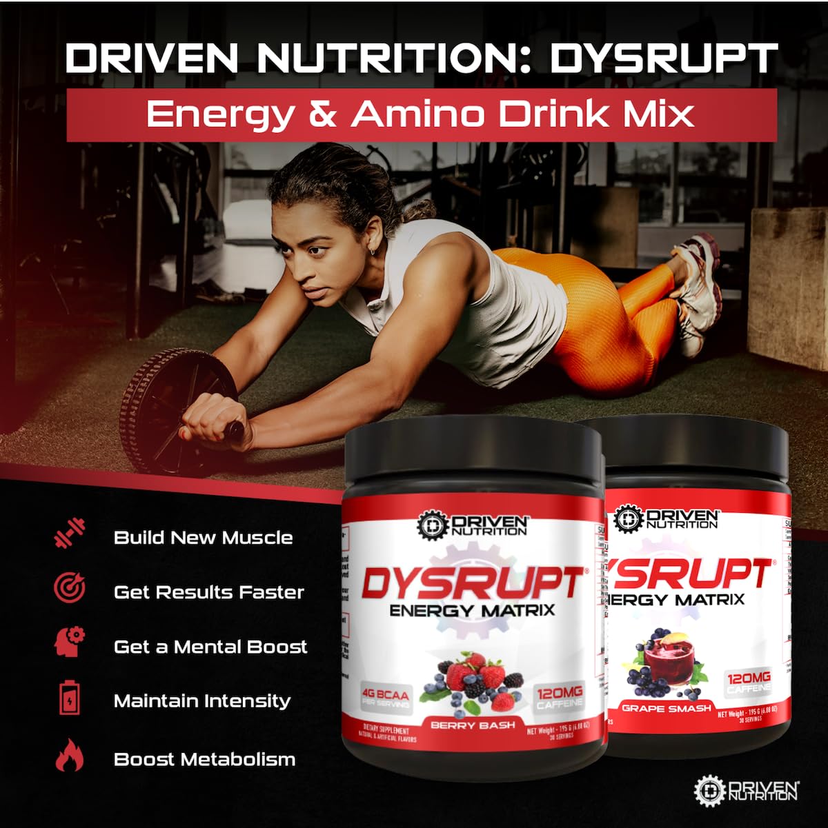 Driven Nutrition DYSRUPT: BCAA + Caffeine with Electrolytes: Sugar & Gluten Free Supplement Driven Nutrition uk supplements