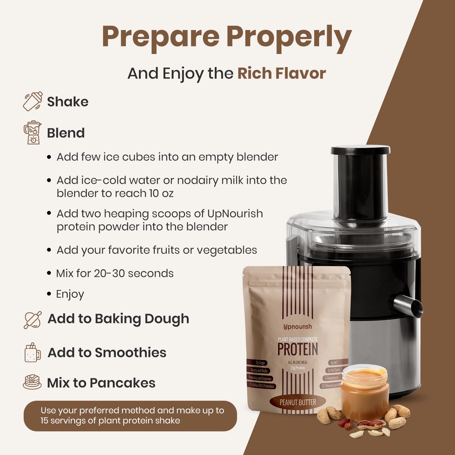 UpNourish Peanut Butter Vegan Protein Powder 54 Superfoods Powder,1.5 Billion CFU Probiotics 21g Plant Based Protein,No Sugar No Dairy No GMO Dairy Free,Meal Replacement Shake Keto-Friendly Low-Carb Diet,15 Servings UpNourish uk supplements