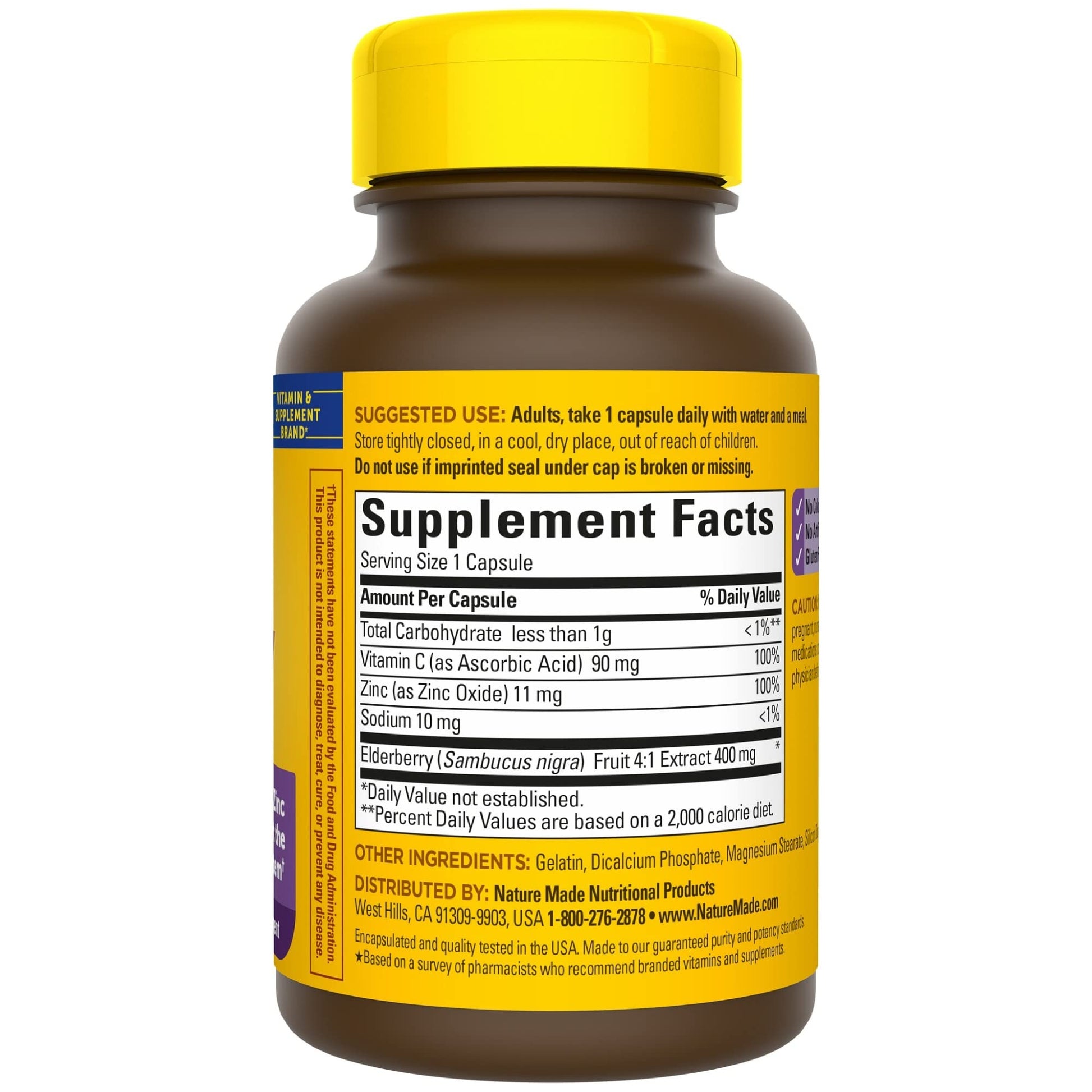 Nature Made Elderberry 400 mg Extract with Vitamin C and Zinc, Dietary Supplement Nature Made uk supplements