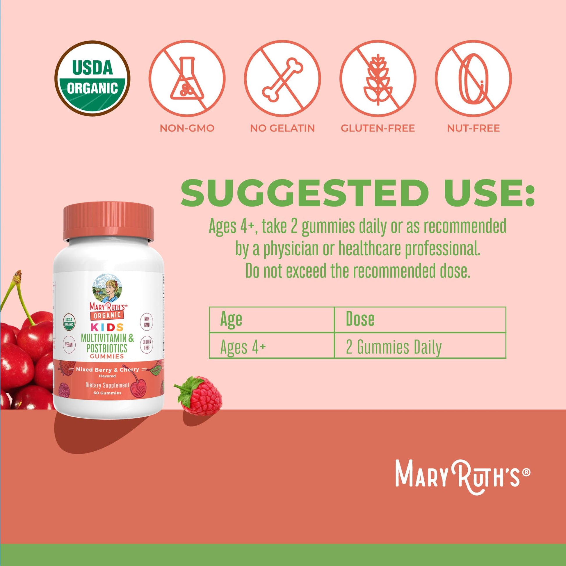 Kids Vitamins by MaryRuth's | USDA Organic | Multivitamin Gummies + Postbiotics for Ages 4+ | Multivitamin for Kids with Lactobacillus Rhamnosus | Children’s Vitamins | Vegan | Non-GMO | 60 Count MARYRUTH'S uk supplements