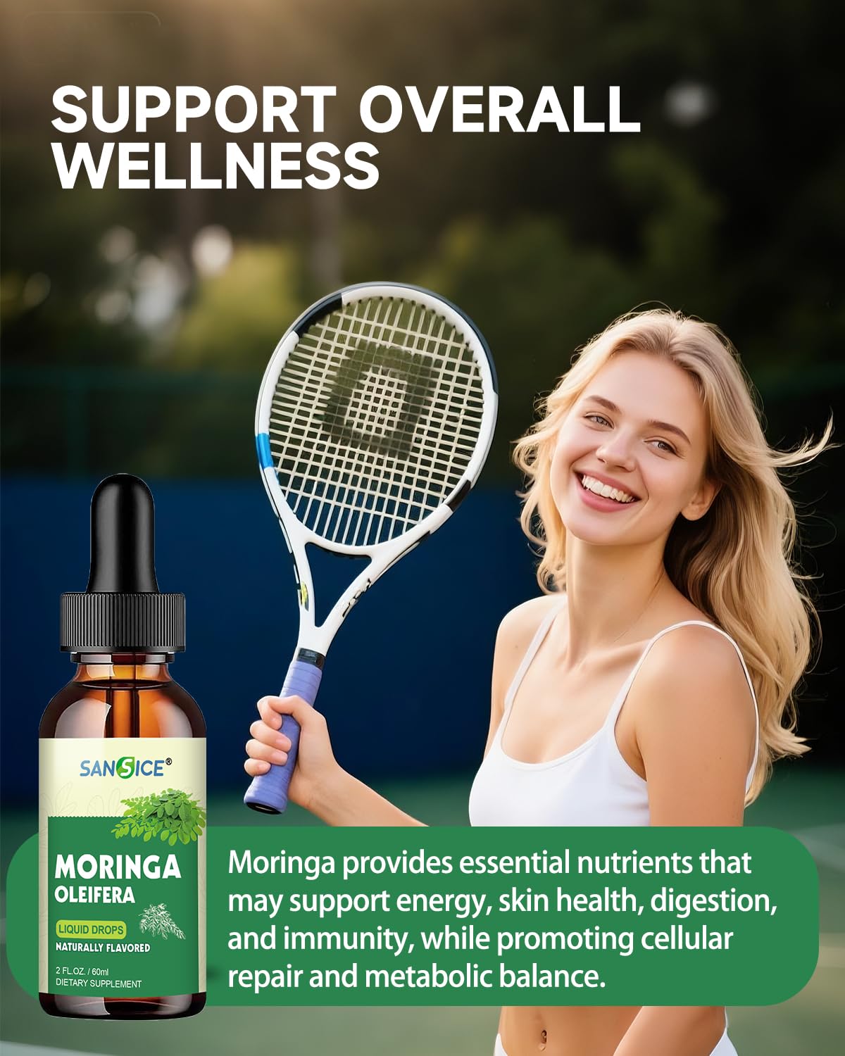 SANSICE Organic Moringa Supplement, Liquid Moringa Leaf Extract for Women & Men, Lymphatic Drainage Supplement with Echinacea for Lymph System Support SANSICE uk supplements