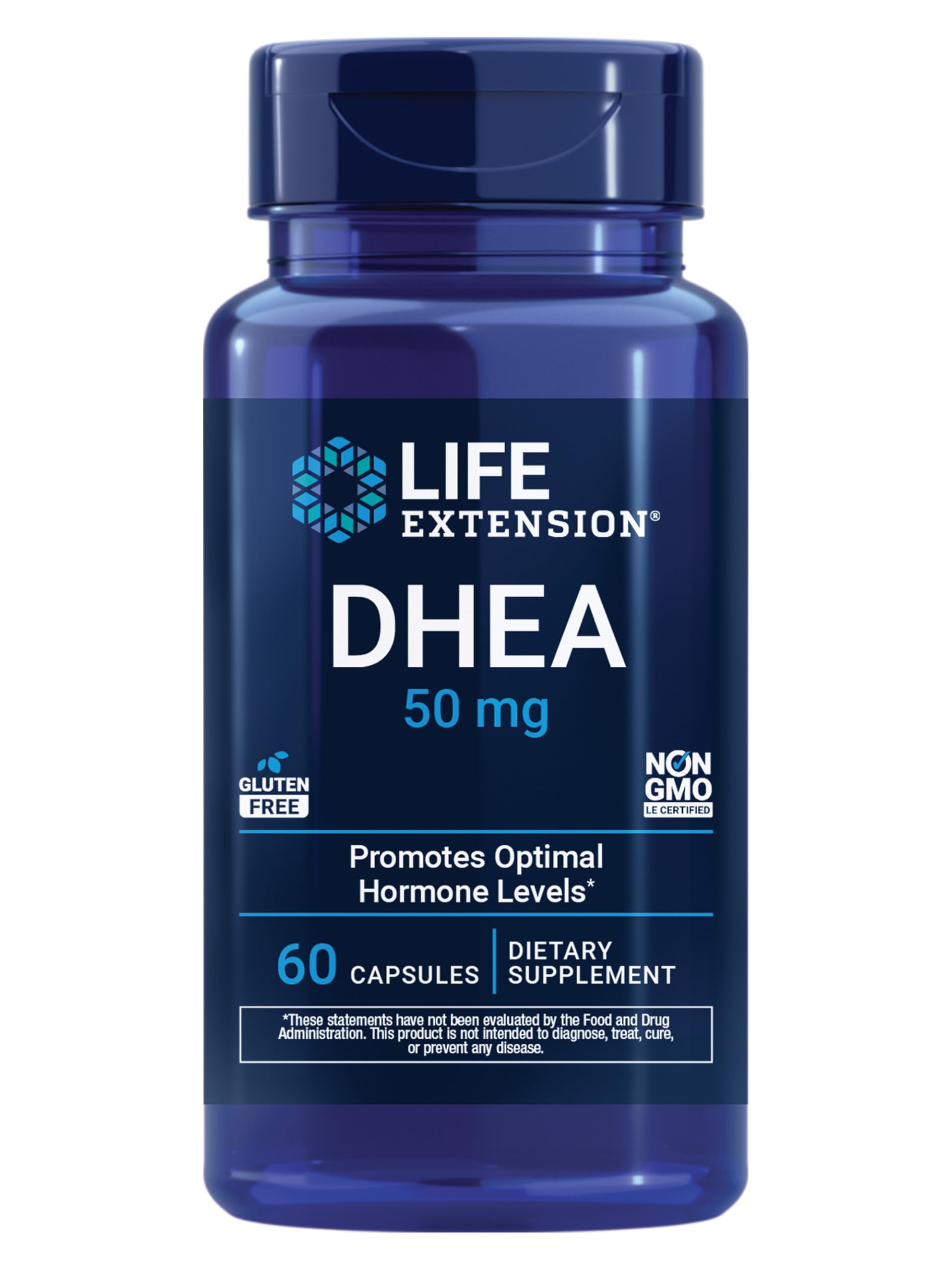 Life Extension DHEA 50 mg – Hormone Balance Supplement, Memory, Muscle Mass and Bone Density Support, Healthy Sex Drive, Gluten-Free, Non-GMO, 60 Capsules Life Extension uk supplements