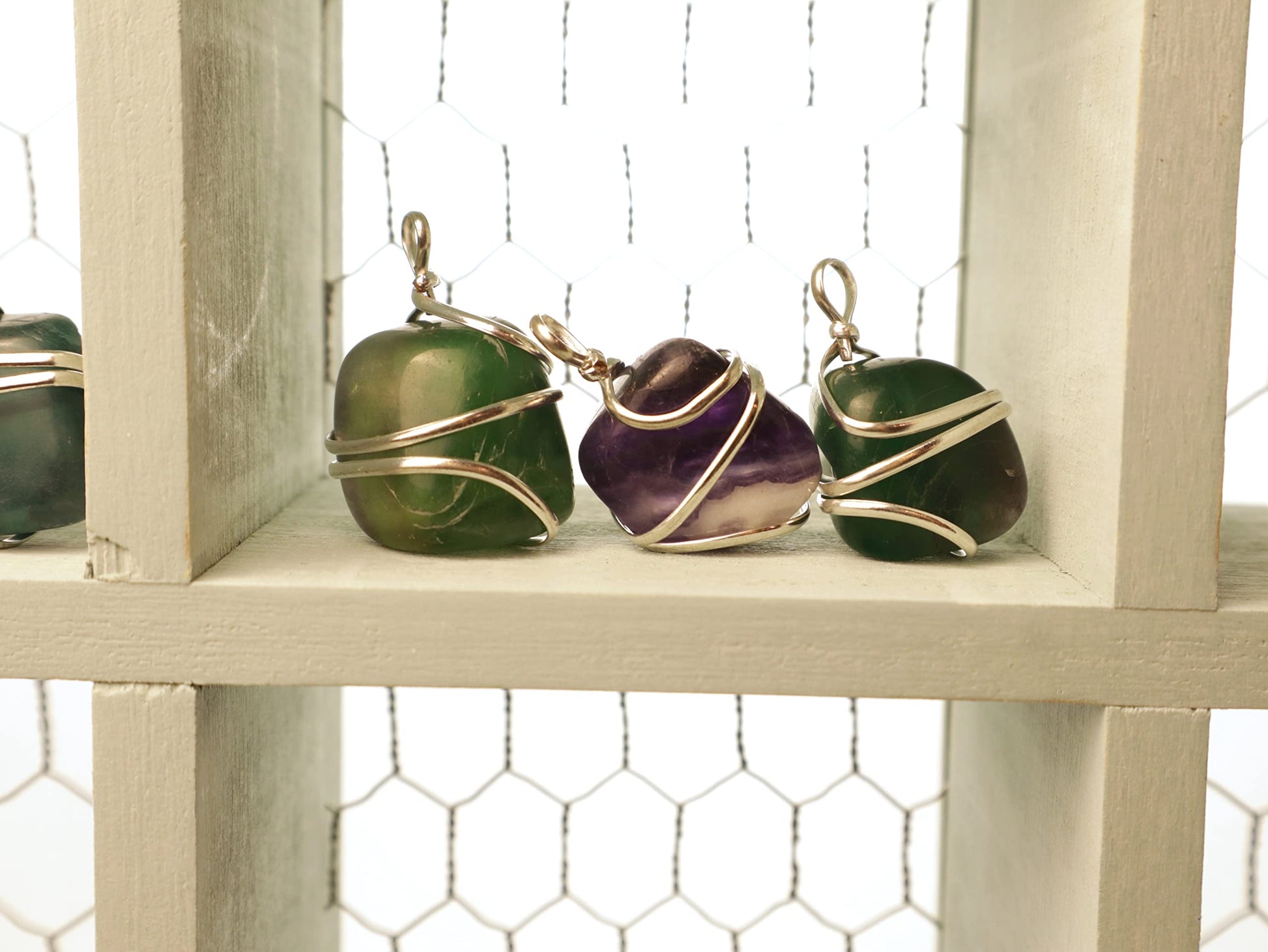 Shelf and Stone Rainbow Fluorite Wire Wrapped Pendant - Dark Hued Fluorite Crystal Necklace Shelf and Stone uk supplements