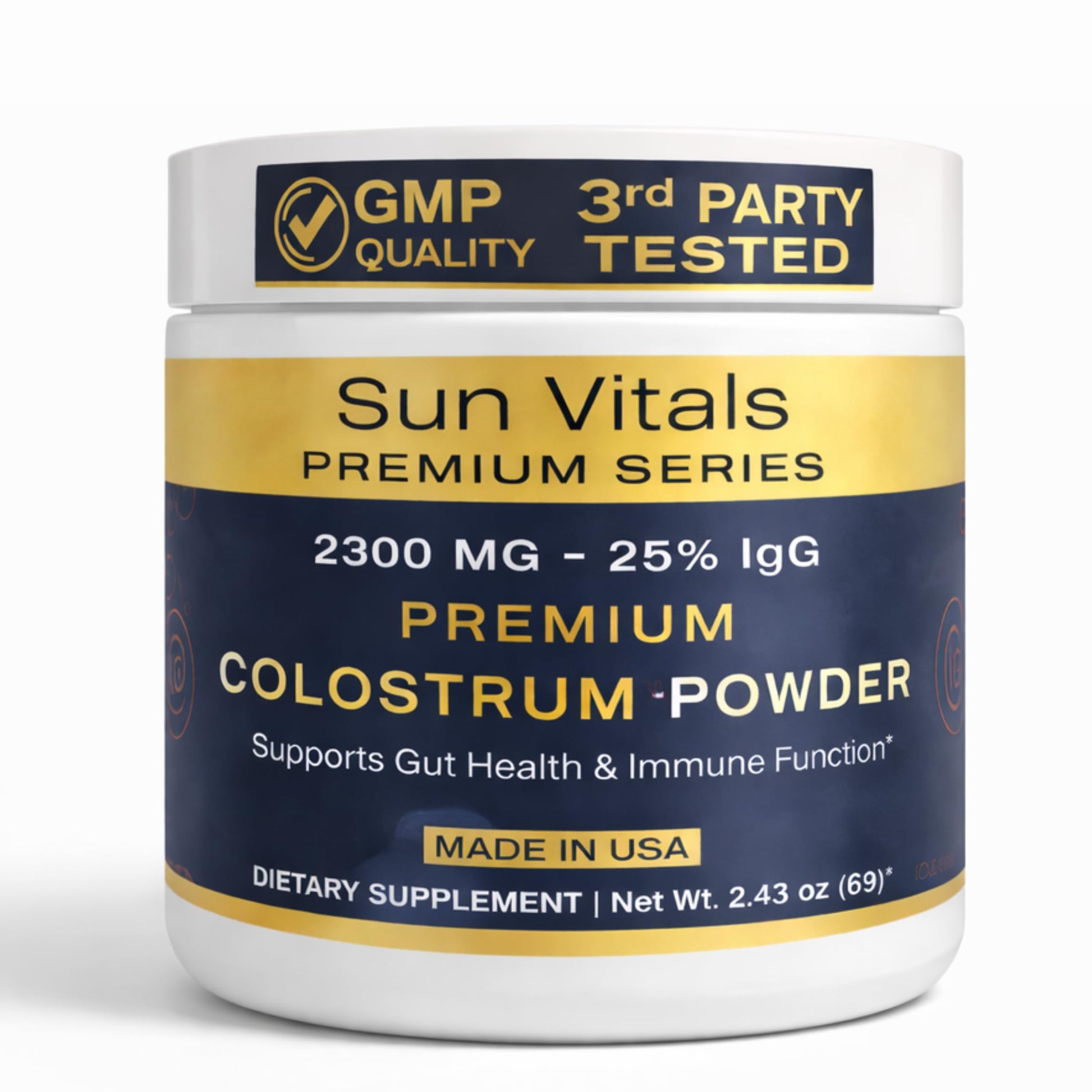 Sun Vitals Bovine Colostrum Powder 2300mg – 575mg IgG Per Serving | 25% IgG Standardized | Gut Health & Immune Support | No Fillers, No Capsules | GMP-Certified, 3rd Party Tested | 30 Servings Sun Vitals uk supplements