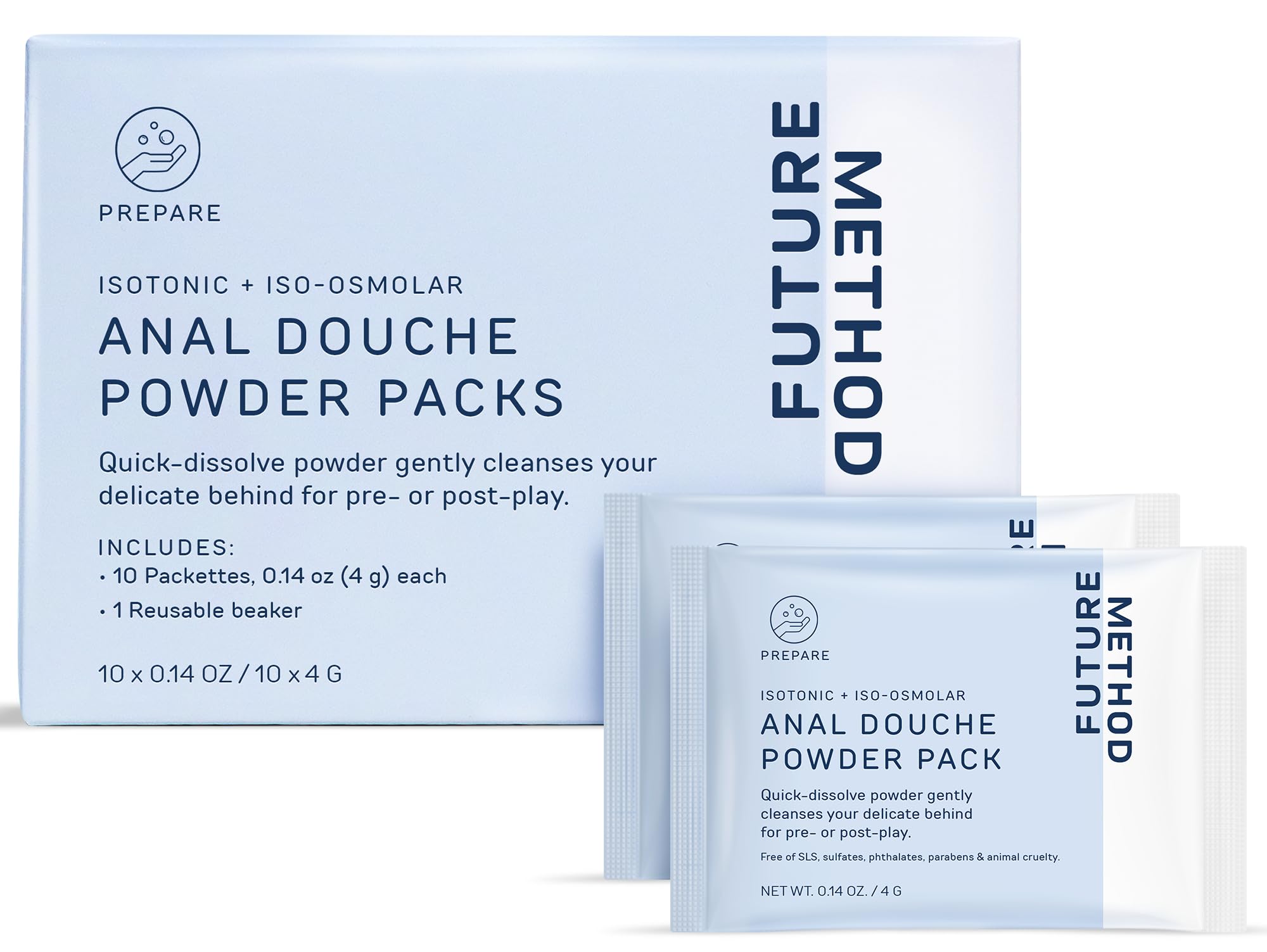 Anal Douche Powder 10 Packs with Reuseable Beaker - pH Balanced & Soothing Anal Flush Cleanser FUTURE METHOD uk supplements