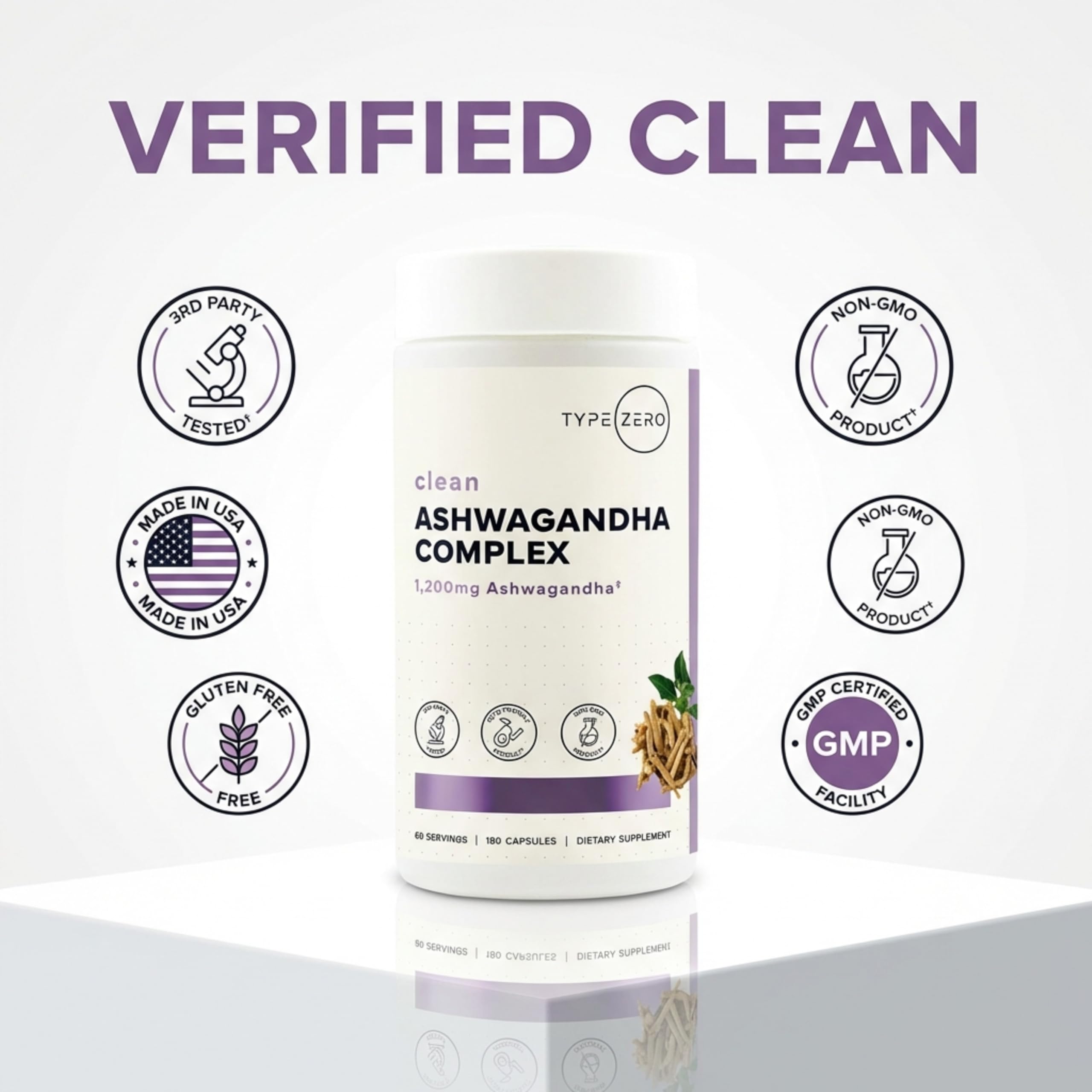 Type Zero KSM-66 Ashwagandha Root Extract 1,200mg, 60 Servings - High Potency 5% Withanolides - with Turmeric, Rhodiola Rosea and BioPerine Black Pepper Extract - 180 Veggie Caps Type Zero uk supplements