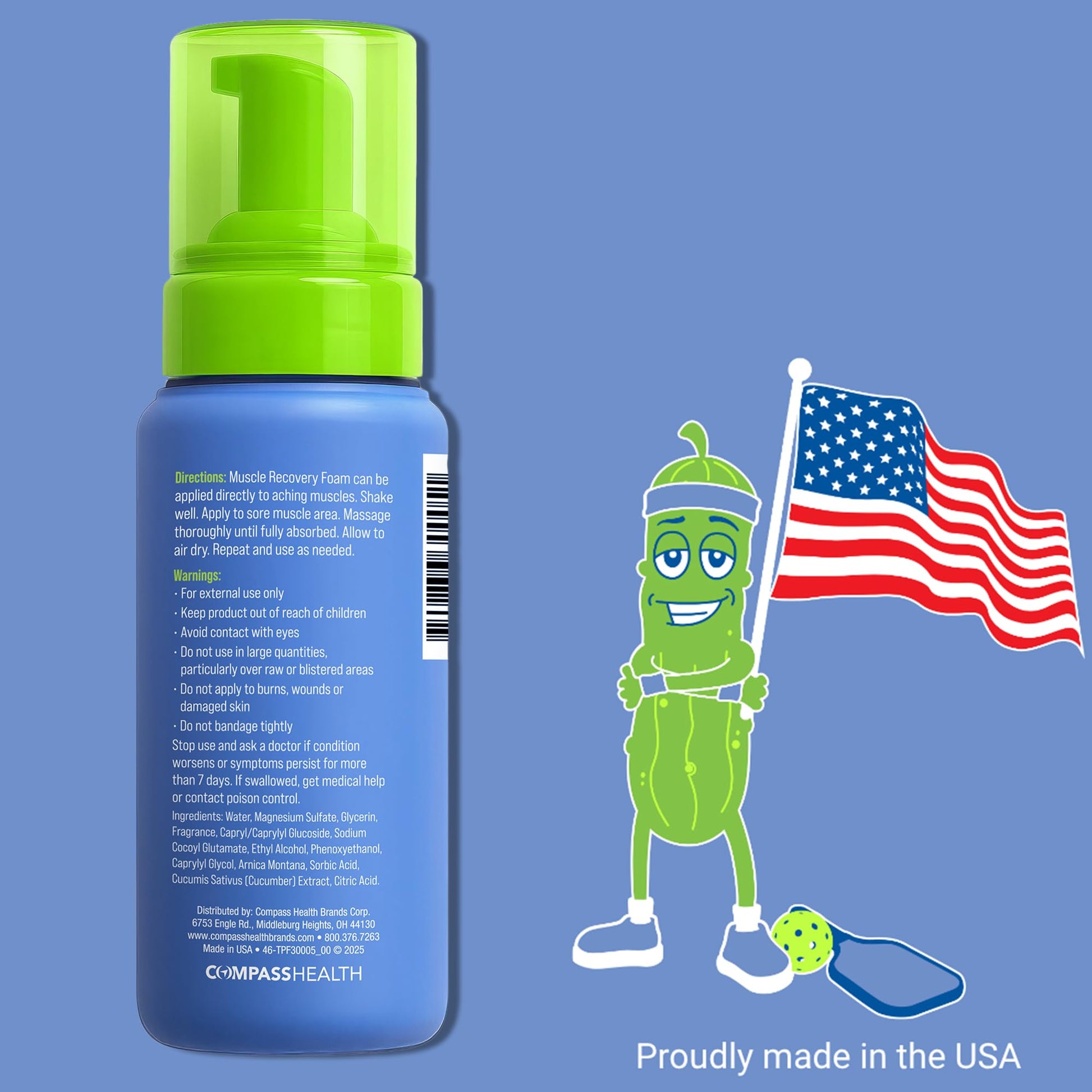 PickleBalm Pickleball Post-Game Foam Muscle Cramp Relief and Relaxer with Magnesium Sulphate, Arnica & Cucumber Extract for Pain and Leg Cramps, Sore Muscle Relief, 7.1oz Bottle PickleBalm uk supplements