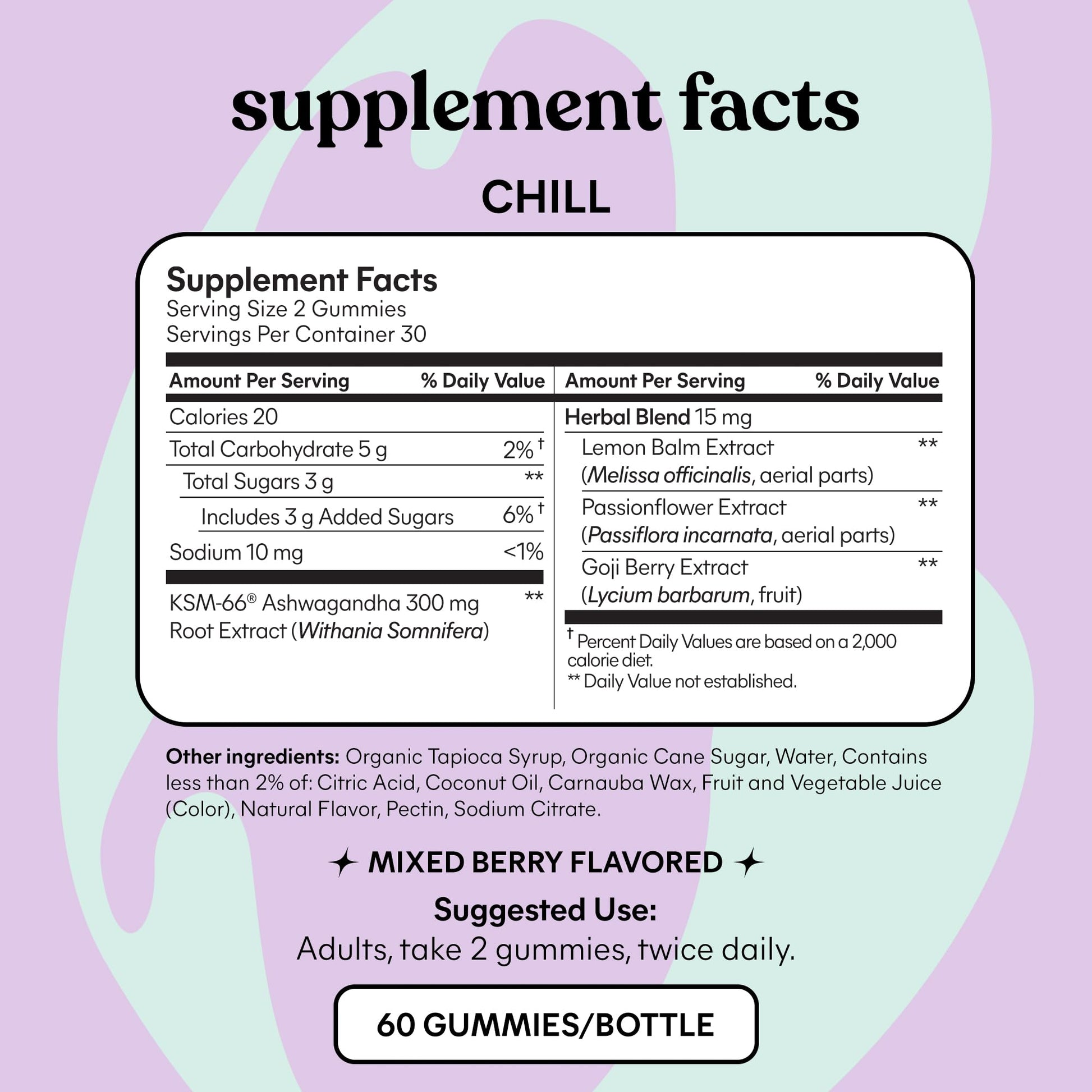 Lemme Chill Stress Relief Gummies with 300mg KSM-66 Ashwagandha, Lemon Balm, Passionflower & Goji to Support Relaxation, Healthy Cortisol & Sleep - Gluten-Free, Non-GMO, Mixed Berry (60 Count) Lemme uk supplements