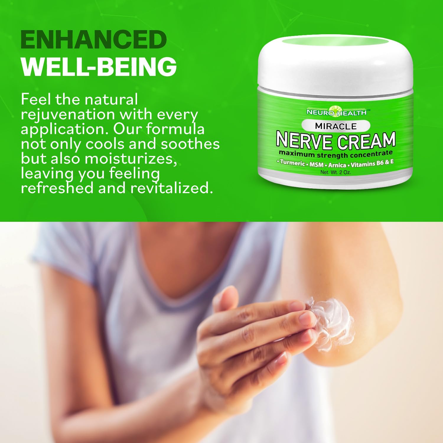 Neuro Health Miracle Nerve Cream - Maximum Strength - Turmeric and Arnica Blend for Neuropathy Discomfort Relief - Soothing Foot & Hand Formula with MSM, B6, E - Made in USA Neuro Health uk supplements
