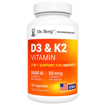 Dr. Berg Vitamin D3 & K2 5,000 IU + MK-7 – 60 Capsules – Immune, Bone & Heart Support* Supplement w/Magnesium, Zinc, B6 – 4X Lab-Tested – No Fillers – Non-GMO, cGMP, Formulated in USA Dr. Berg Nutritionals uk supplements