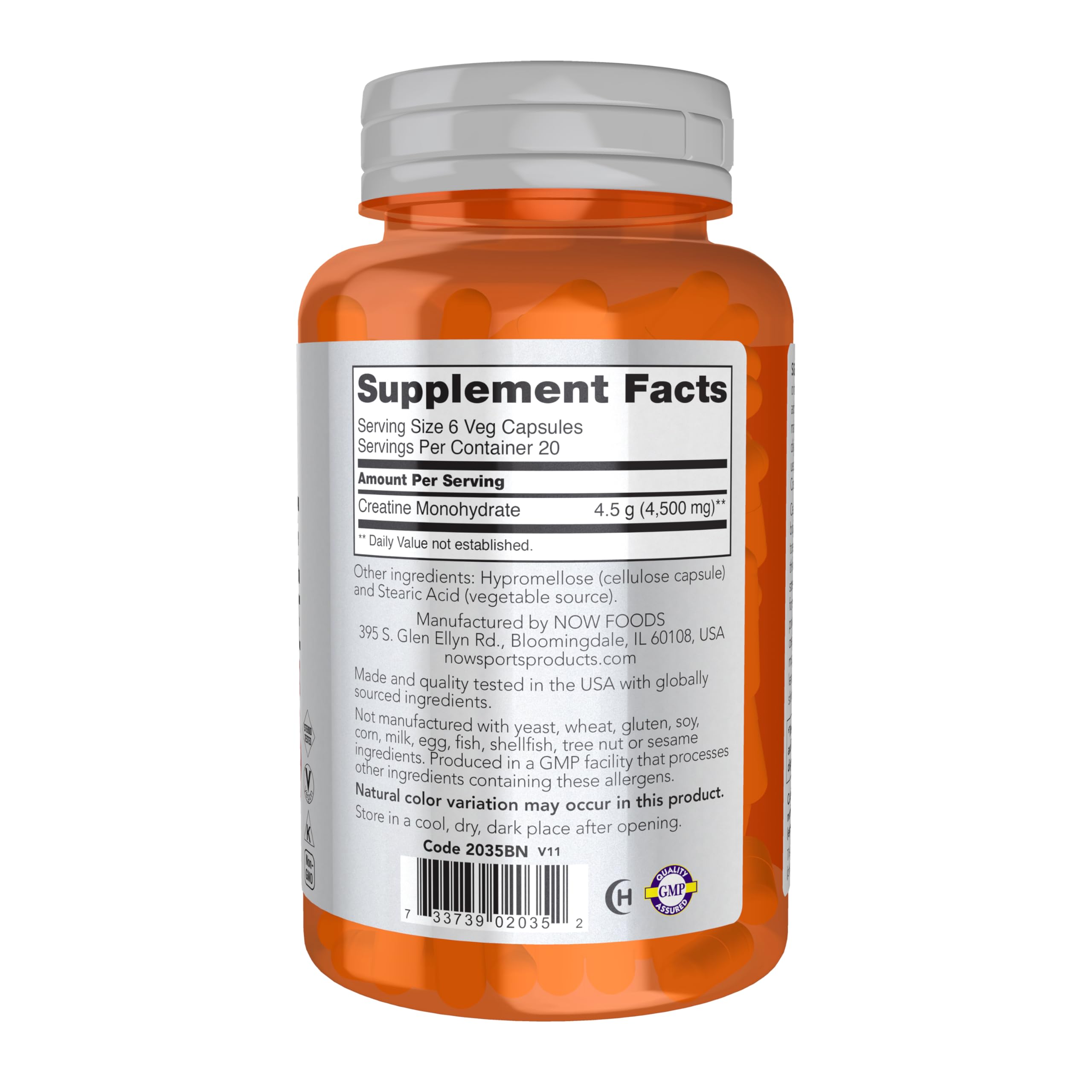 NOW Foods Sports Nutrition, Creatine Monohydrate 750 mg, Mass Building*/Energy Production*, 120 Veg Capsules NOW Foods uk supplements