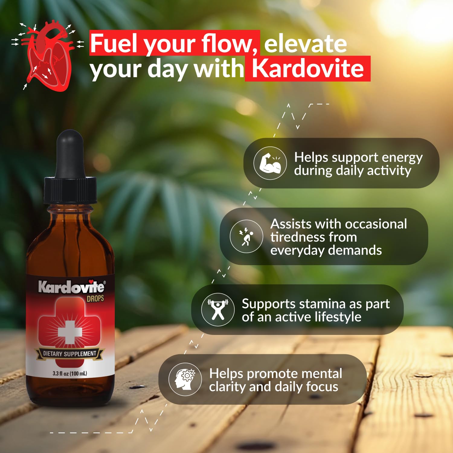 Kardovite Herbal Circulation Support Drops 100ml | Supports Circulatory Wellness with Hawthorn, Garlic, Ginkgo, Cayenne, Milk Thistle, Bilberry & Valerian | Supports Vitality & Daily Wellness Kardovite uk supplements