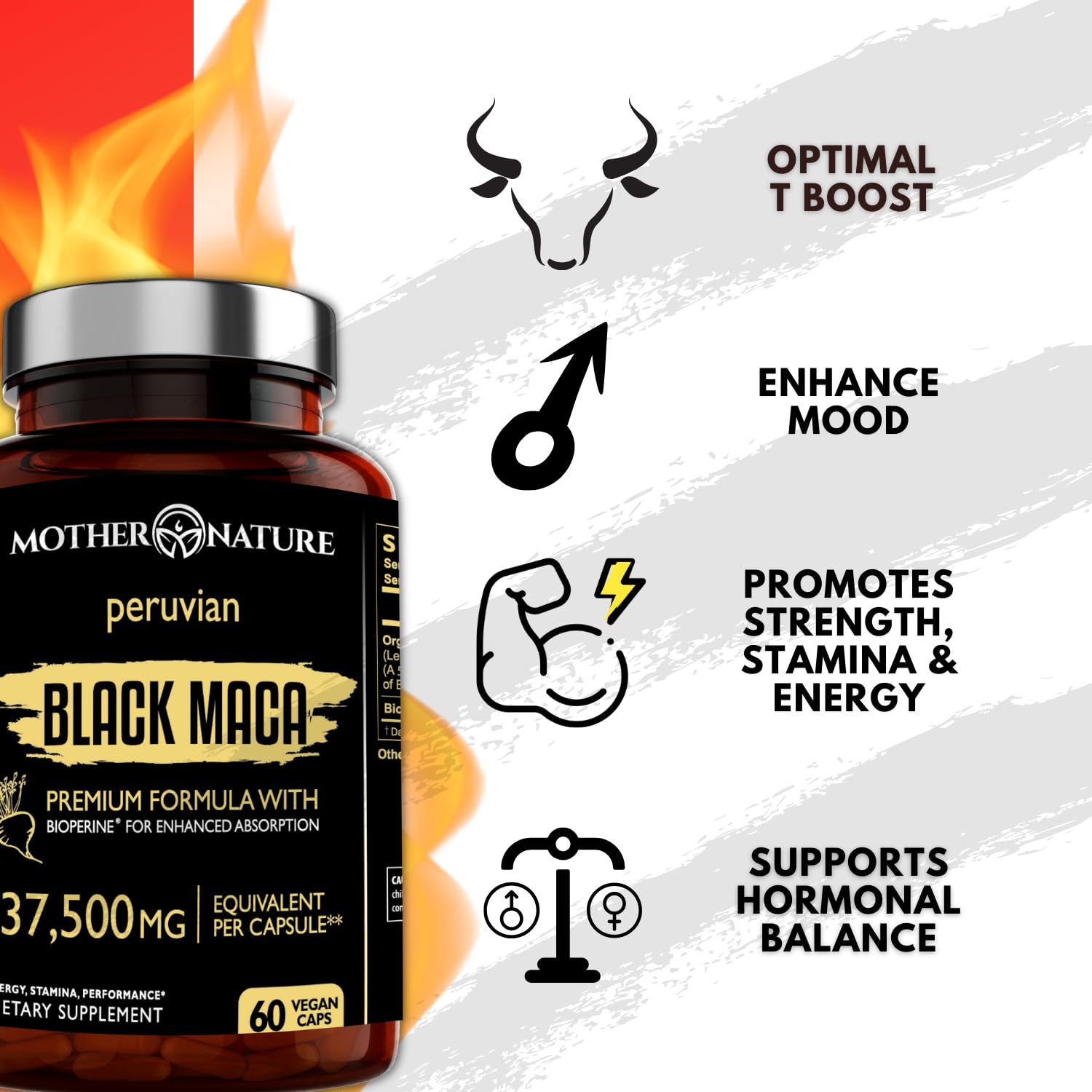 Powerful Maca Blend for Men – Black, Red & Yellow Maca Capsules | Supports Energy, Stamina & Endurance | Promotes Hormonal Balance & Vitality Mother Nature Organics Superfoods for Organic Living uk supplements