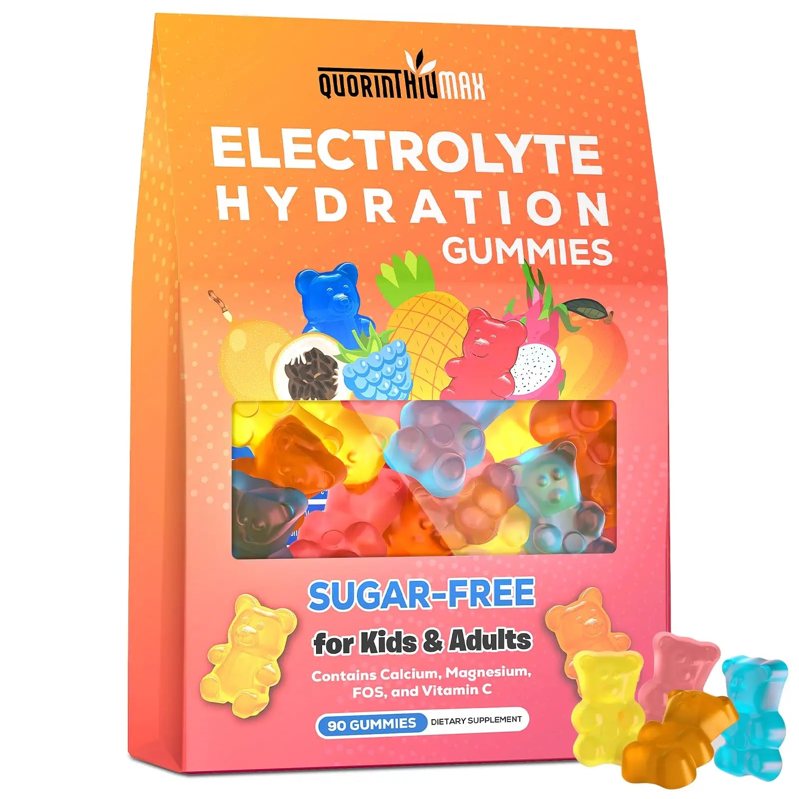 Electrolyte Gummies Sugar Free | Electrolyte Hydration Energy Gummies for Running & Sports - Energy Chews with Calcium & Vitamin C for Kids & Adults, Quorinthiumax uk supplements