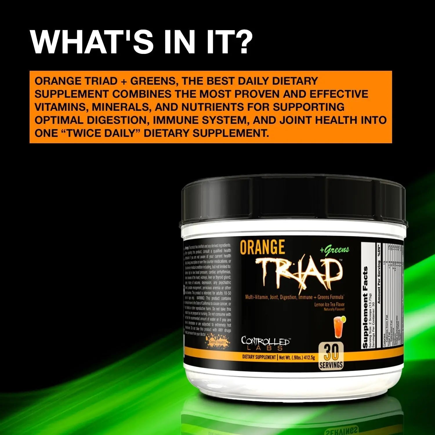 CONTROLLED LABS Orange Triad Plus Greens for Men and Women, 30 Servings Iron Free Sports Supplement for Overall Health CONTROLLED LABS uk supplements