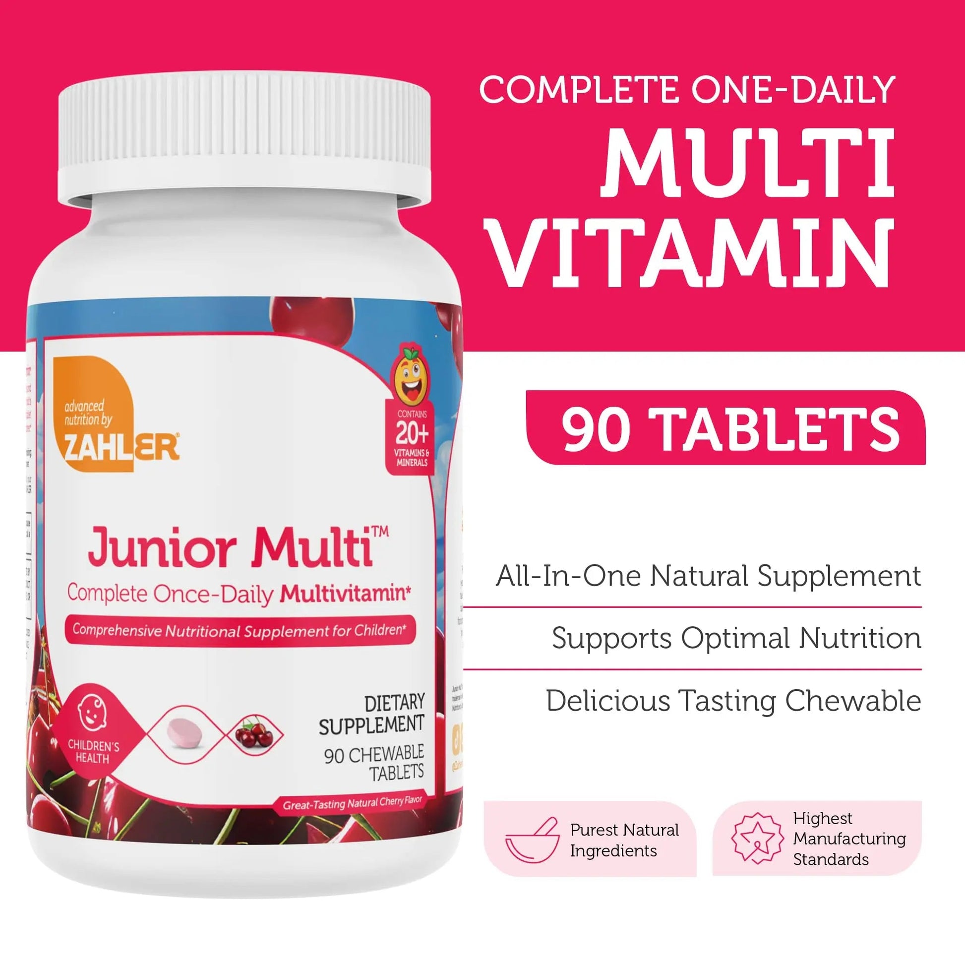Zahler Kids Multivitamin Chewable Vitamin Tablet - Complete One Daily Vitamins Supplement - Contains 20+ Minerals Zahler uk supplements
