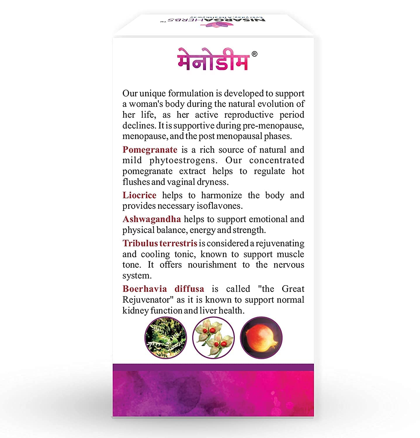 pub Nisarga Herbs Menodim, for Pre-Menopause Relief, Fatigue & Functional Imbalance Support PUB uk supplements