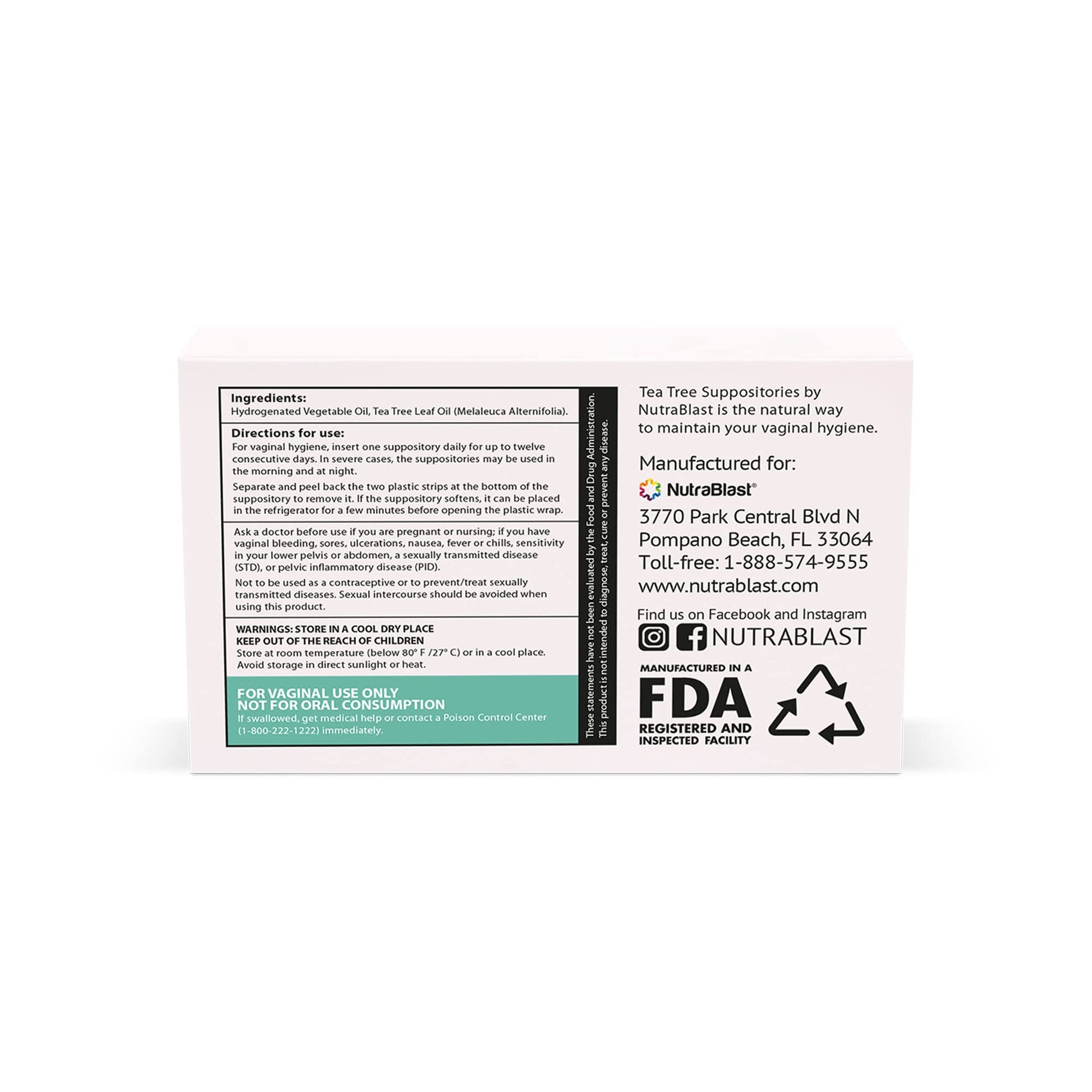 NutraBlast Tea Tree Oil Suppositories (12 Count) | All Natural Intimate Deodorant for Women NutraBlast uk supplements