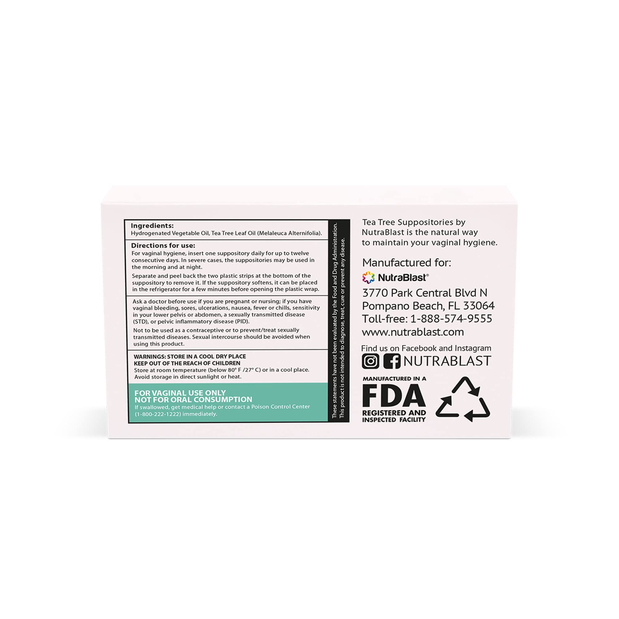 NutraBlast Tea Tree Oil Suppositories (12 Count) | All Natural Intimate Deodorant for Women NutraBlast uk supplements