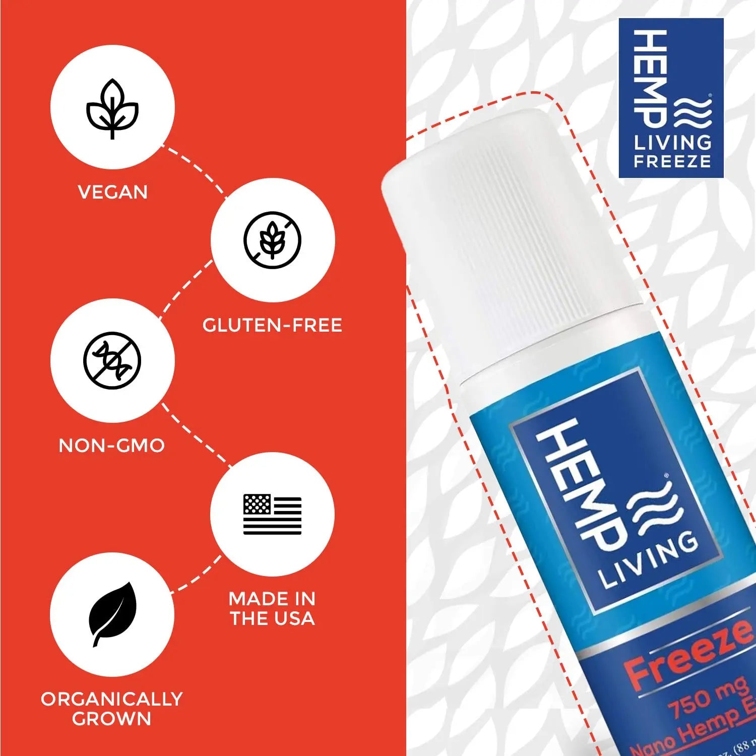 HEMP LIVING Freeze Nano Hemp Extract Roll On, Cold Therapy, Roll On for Muscles and Joint Strain, 3 oz Roll on Bottle (750 mg) HEMP LIVING uk supplements