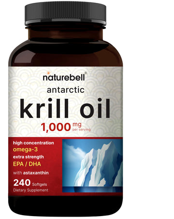 NatureBell Antarctic Krill Oil 1000mg Supplement, 240 Softgels, Natural Source of Omega-3 NatureBell uk supplements