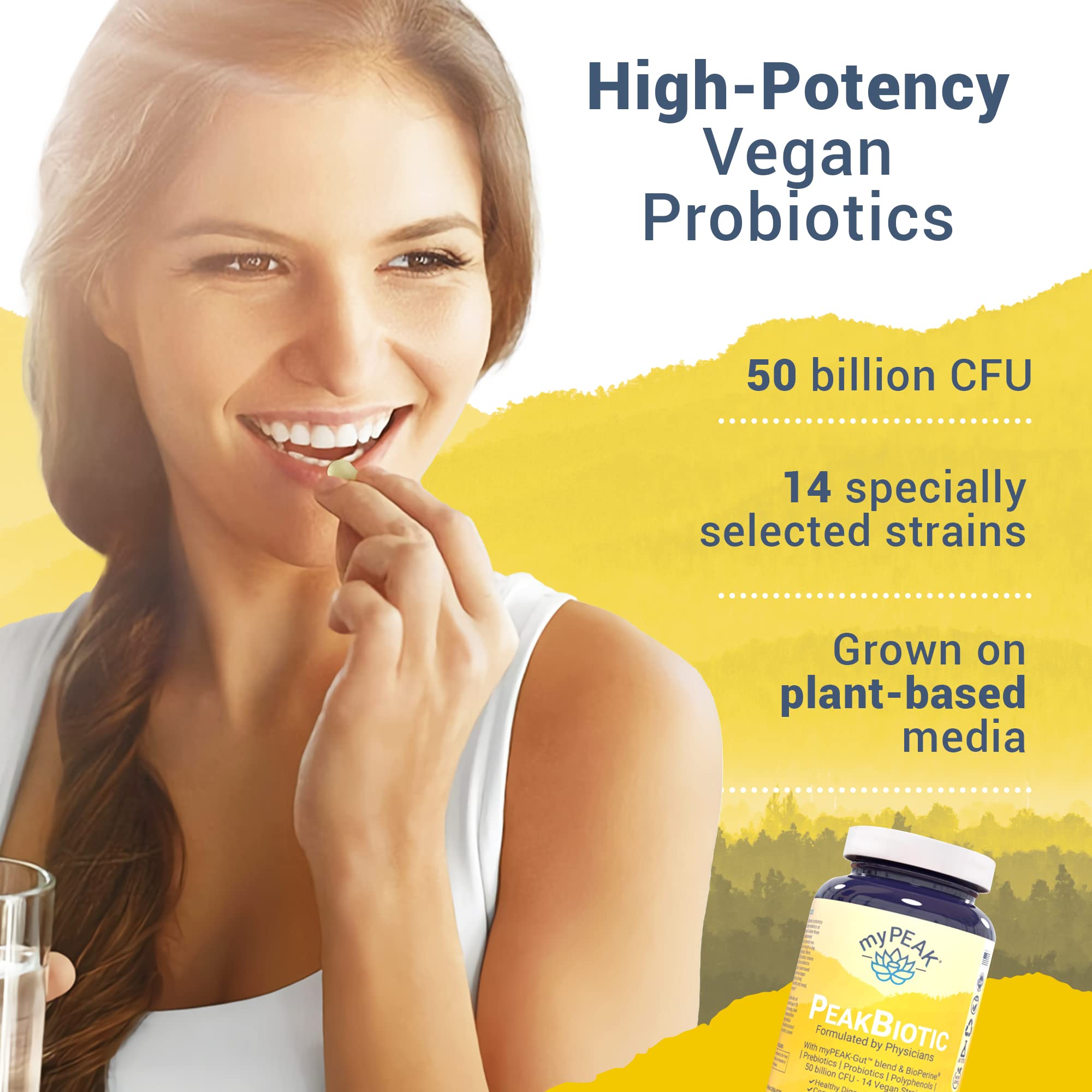 myPEAK PeakBiotic: The Ultimate Vegan Synbiotic with 50 Billion CFU Probiotics Prebiotics Postbiotics Modbiotics and Gut Lining to Enhance Digestion, Skin, and Mood with 2-Month Supply, 60 Capsules myPEAK uk supplements