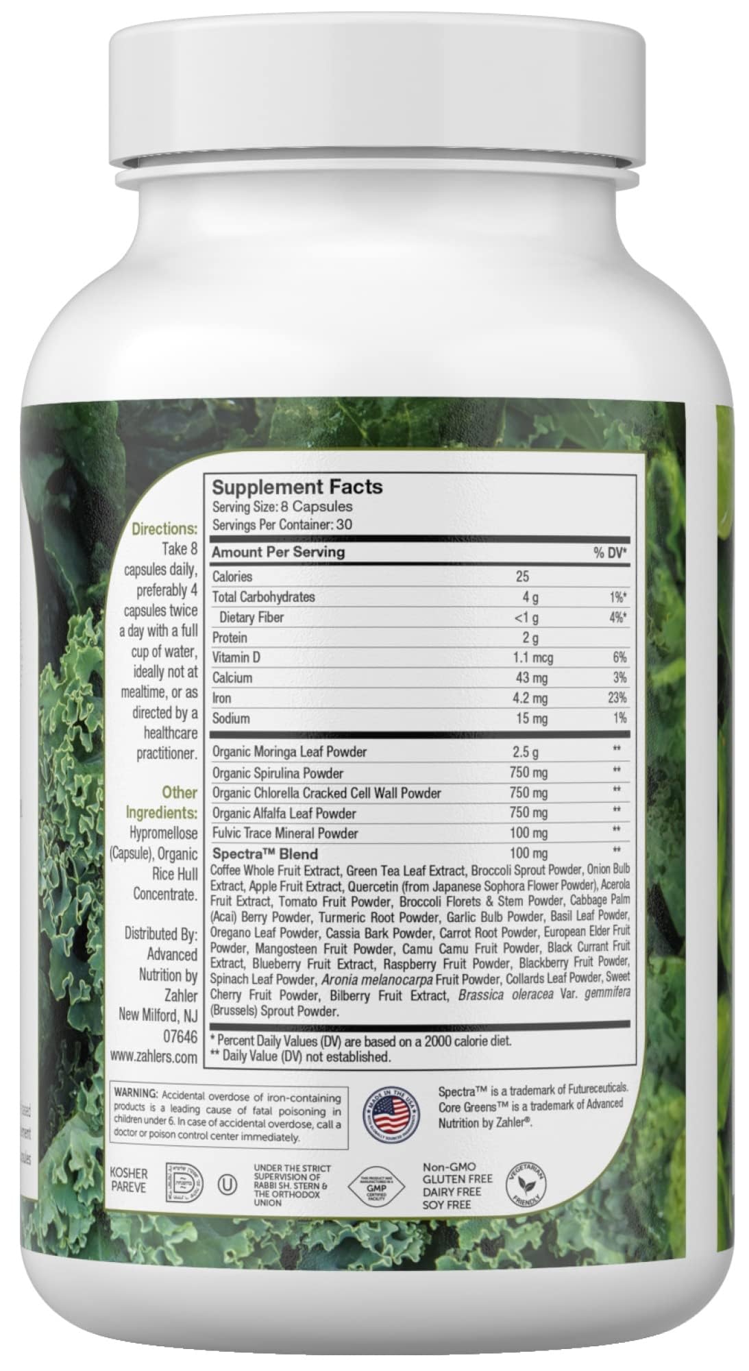 Zahler Core Greens, Superfood Greens Capsules, Super Greens with Spirulina, Chlorella, Spectra Blend and More, Kosher, 240 Capsule (240 Capsules) Zahler uk supplements