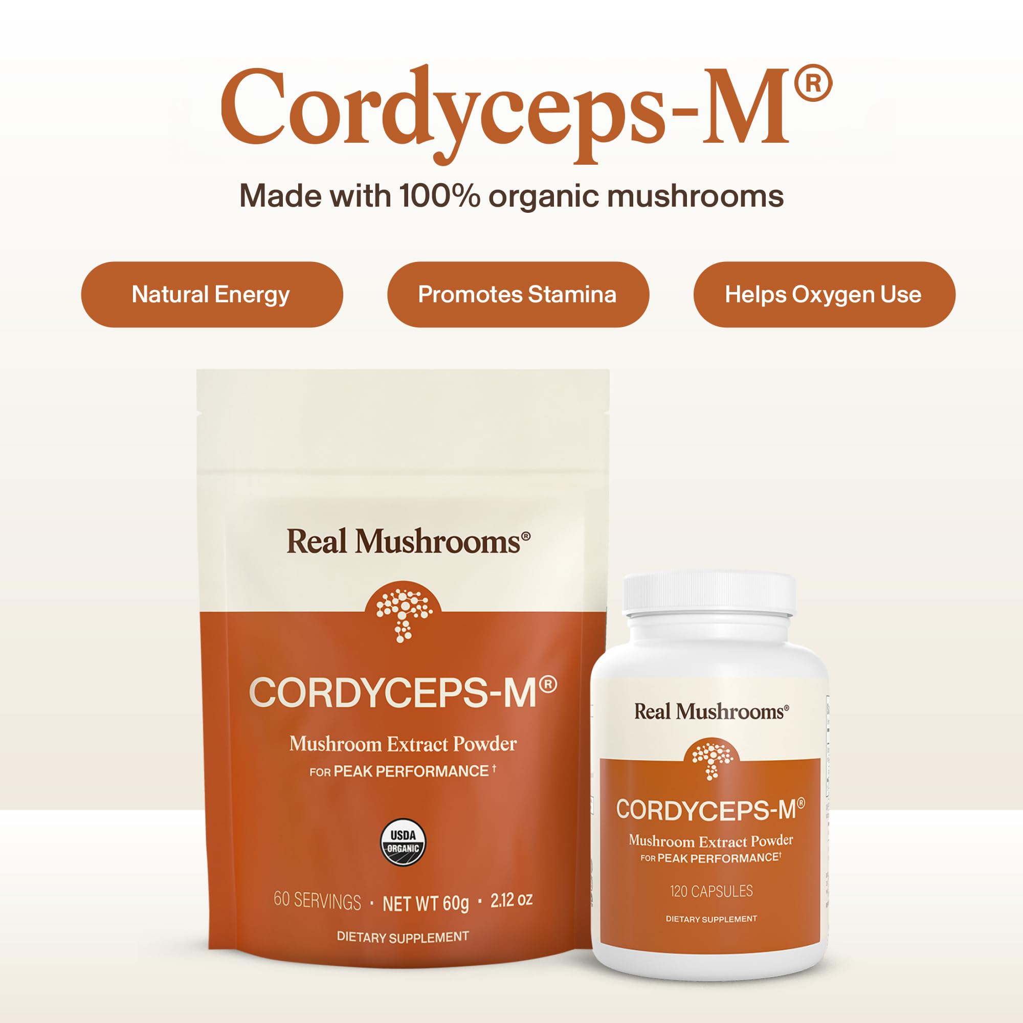 Real Mushrooms Supplement Capsules - Cordyceps Mushroom Powder Rich in Beta Glucans - Mushroom Pills Cordyceps for Energy and Performance - Vegan, Non-GMO, No Grain Fillers, 120 ct Real Mushrooms uk supplements
