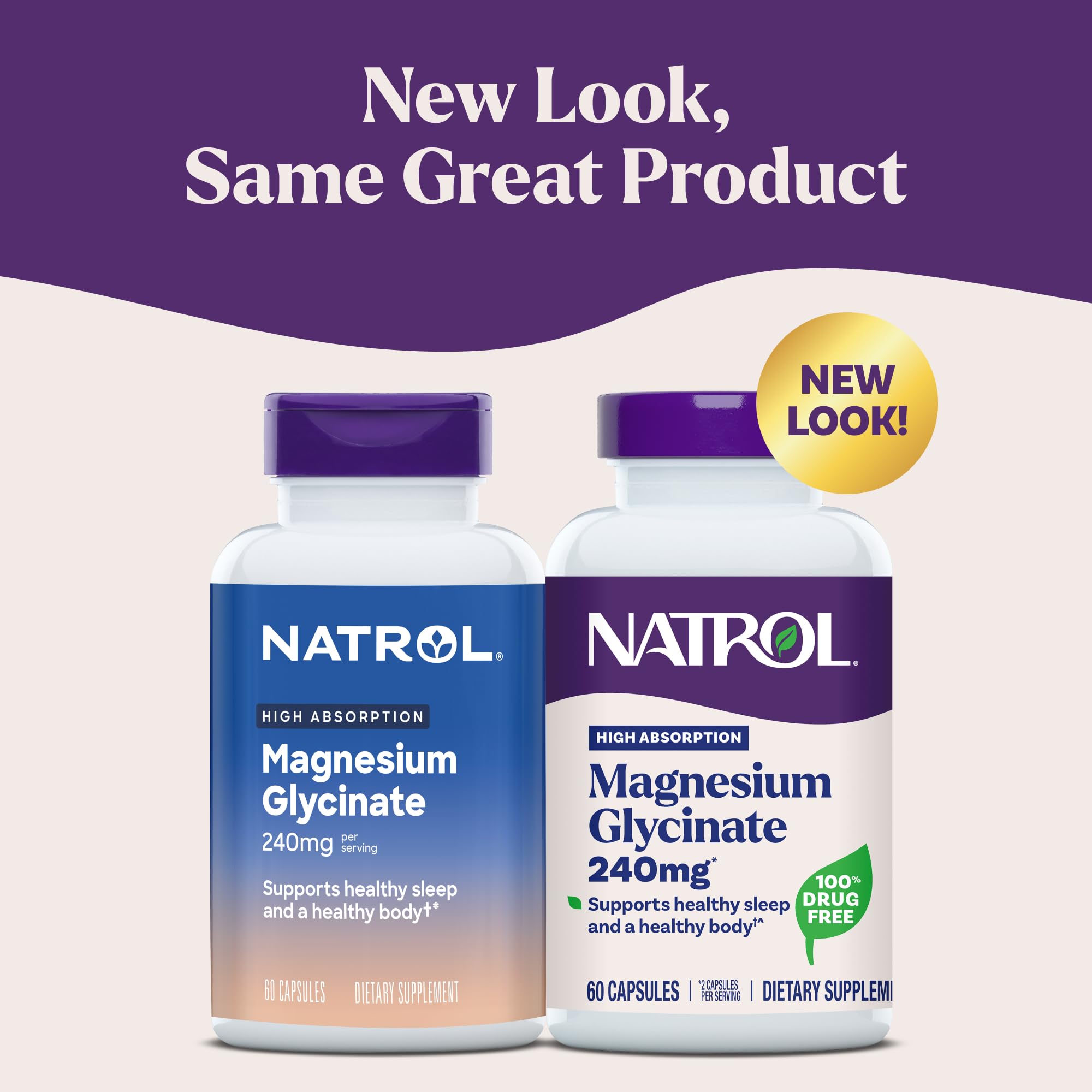 Natrol Magnesium Glycinate Supplements 240 mg - High Absorption - Calm Magnesium Glycinate for Sleep - 60 Capsules, 30 Day Supply Natrol uk supplements