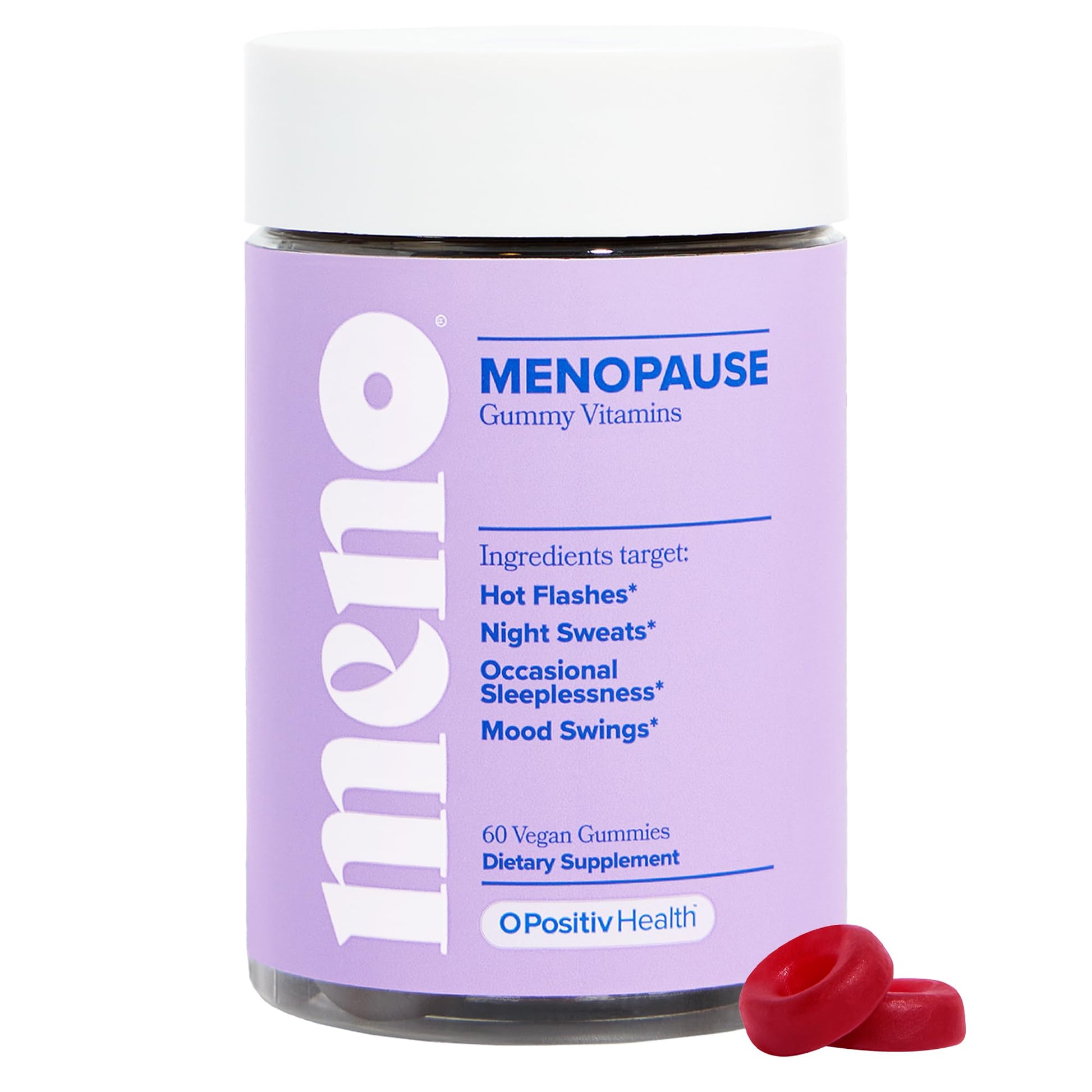 O Positiv MENO Gummies for Menopause, 30 Servings (Pack of 1) - Hormone-Free Supplements for Women with Black Cohosh & Ashwagandha KSM-66 - Helps Alleviate Hot Flashes, Night Sweats, & Mood Swings O Positiv uk supplements