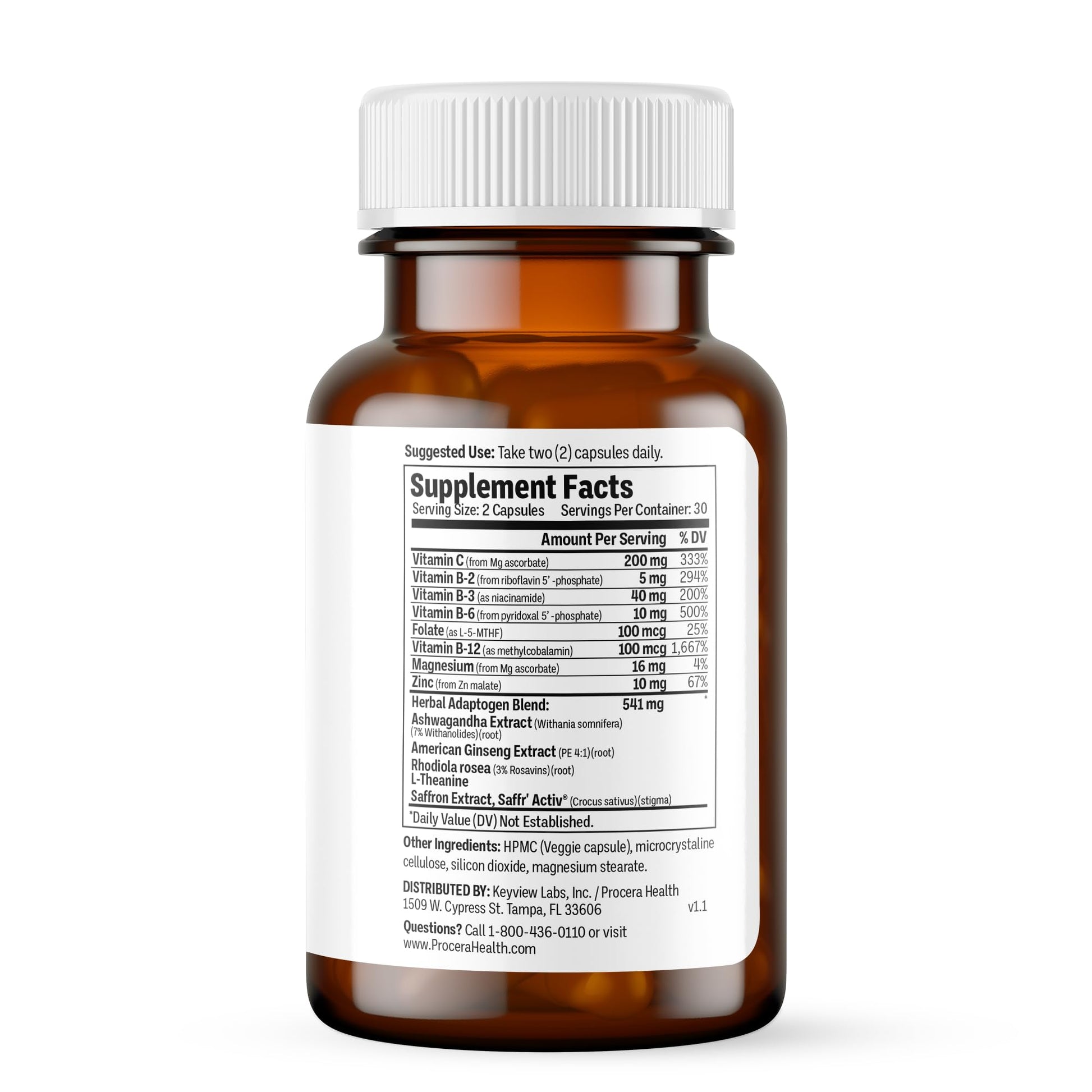 Procera Mood Support - Boost Mental Performance - Clarity - Mood Stability - Stress - Anxiousness - Mental Fatigue - Adaptogens - Saffron - Magnesium - Ashwagandha - Rhodiola - 60 Count Procera uk supplements