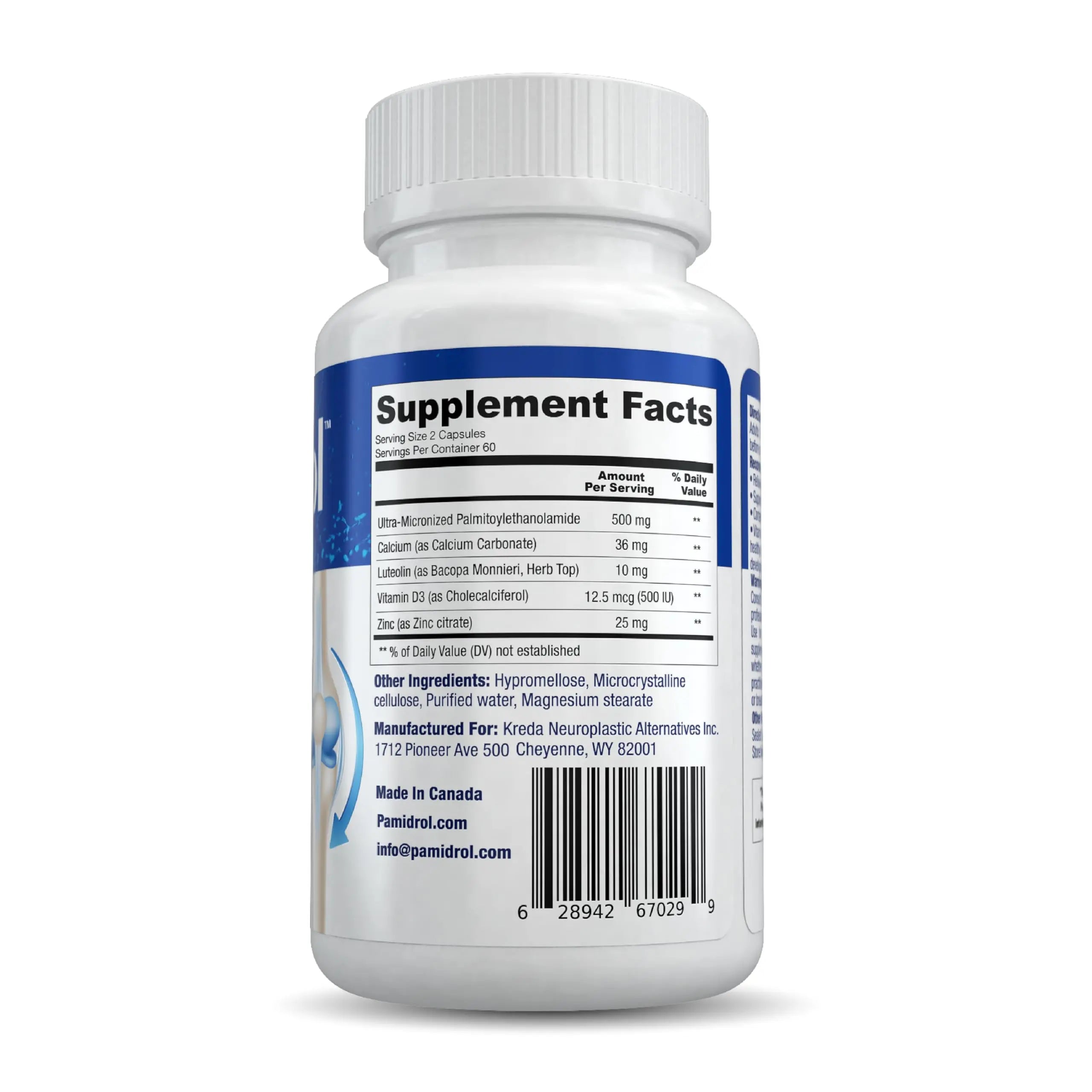 Pamidrol Nerve and Joint Support with Added Calcium 120 Capsules Pamidrol uk supplements
