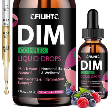 DIM Liquid Drops Supplement Women – Hormone Harmony for Women & Acne Supplements with Multivitamins, Inositol, Sulforaphane - Hormone Balance, Clear Skin & Mood Support, Mixed Berry Flavor 2 Fl Oz CFILIHTC uk supplements