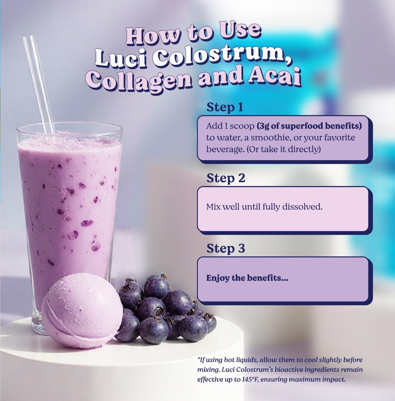 Luci Colostrum Powder 60 Servings, 3 in 1 with Collagen Peptides and Acai, Bovine Colostrum for Gut Health, Bloating, Collagen Protein for Muscle, Skin, Hair, Nails and Immunity, Gluten & Fat Free Luci Nutrition uk supplements