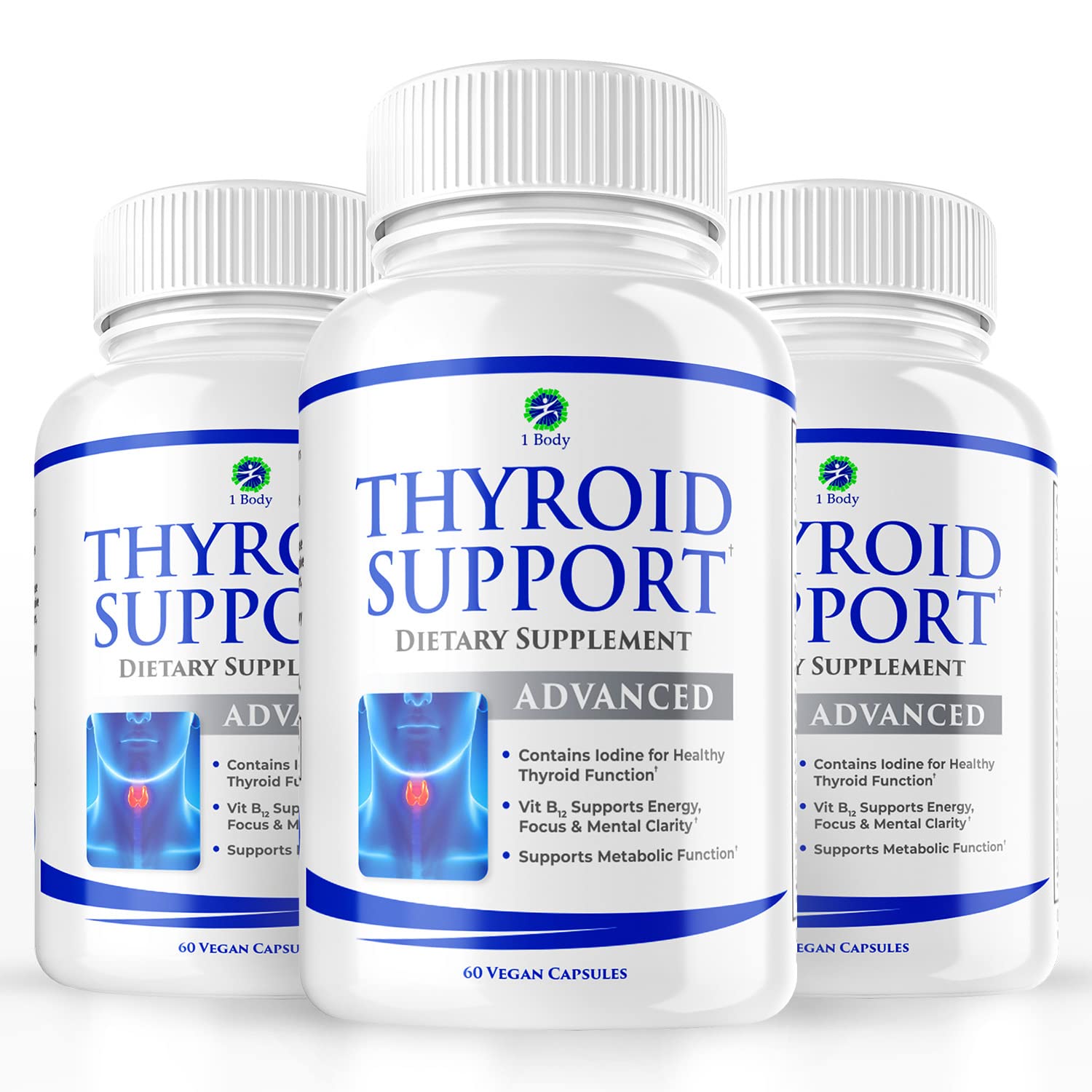 Thyroid Support Supplement for Women and Men - 3 Pack 90 Days 1 Body uk supplements