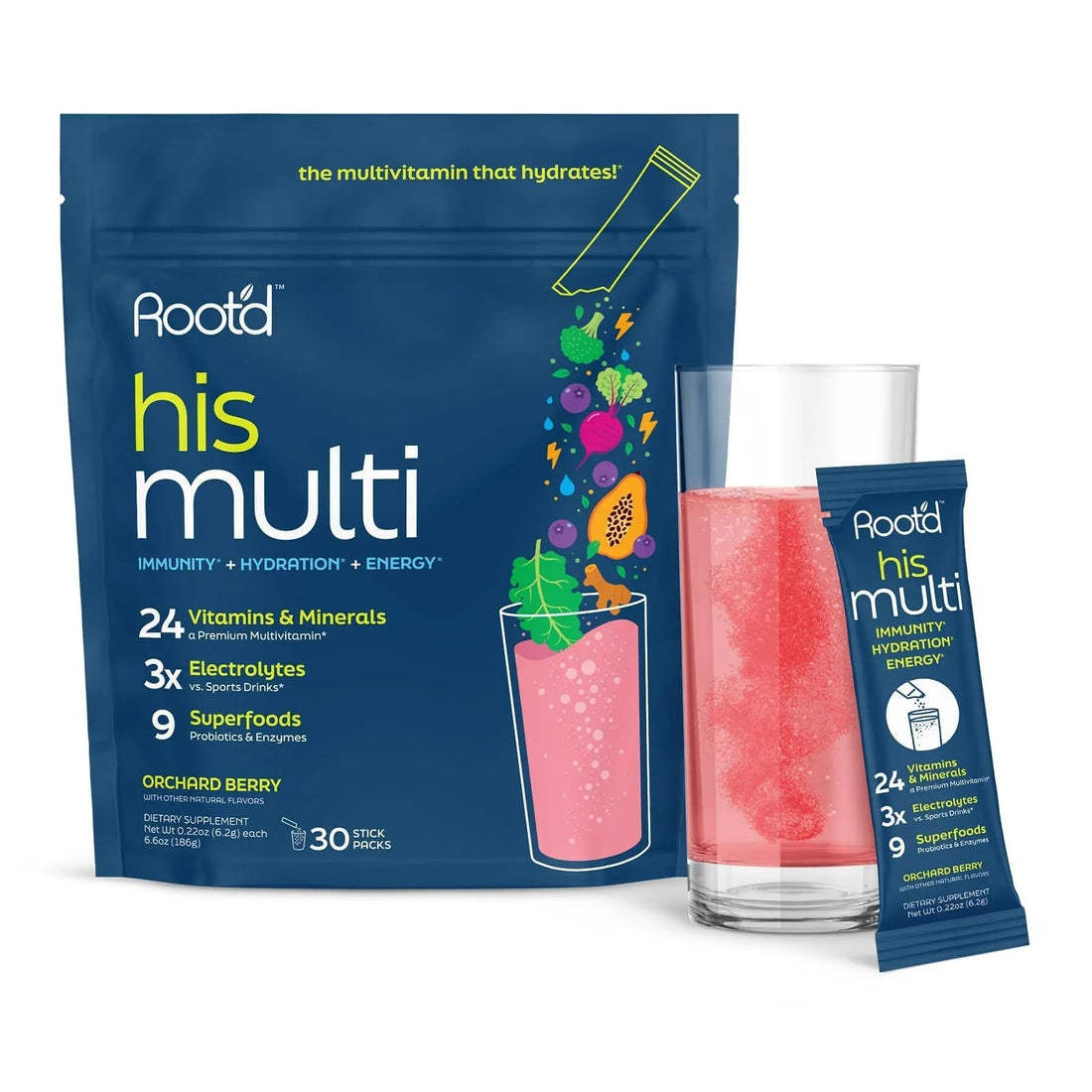 Root'd Multivitamin Powder for Men - 24 Vitamins & Minerals with 3X Electrolytes, 9 Organic Superfoods, Probiotics & Enzymes Root'd uk supplements
