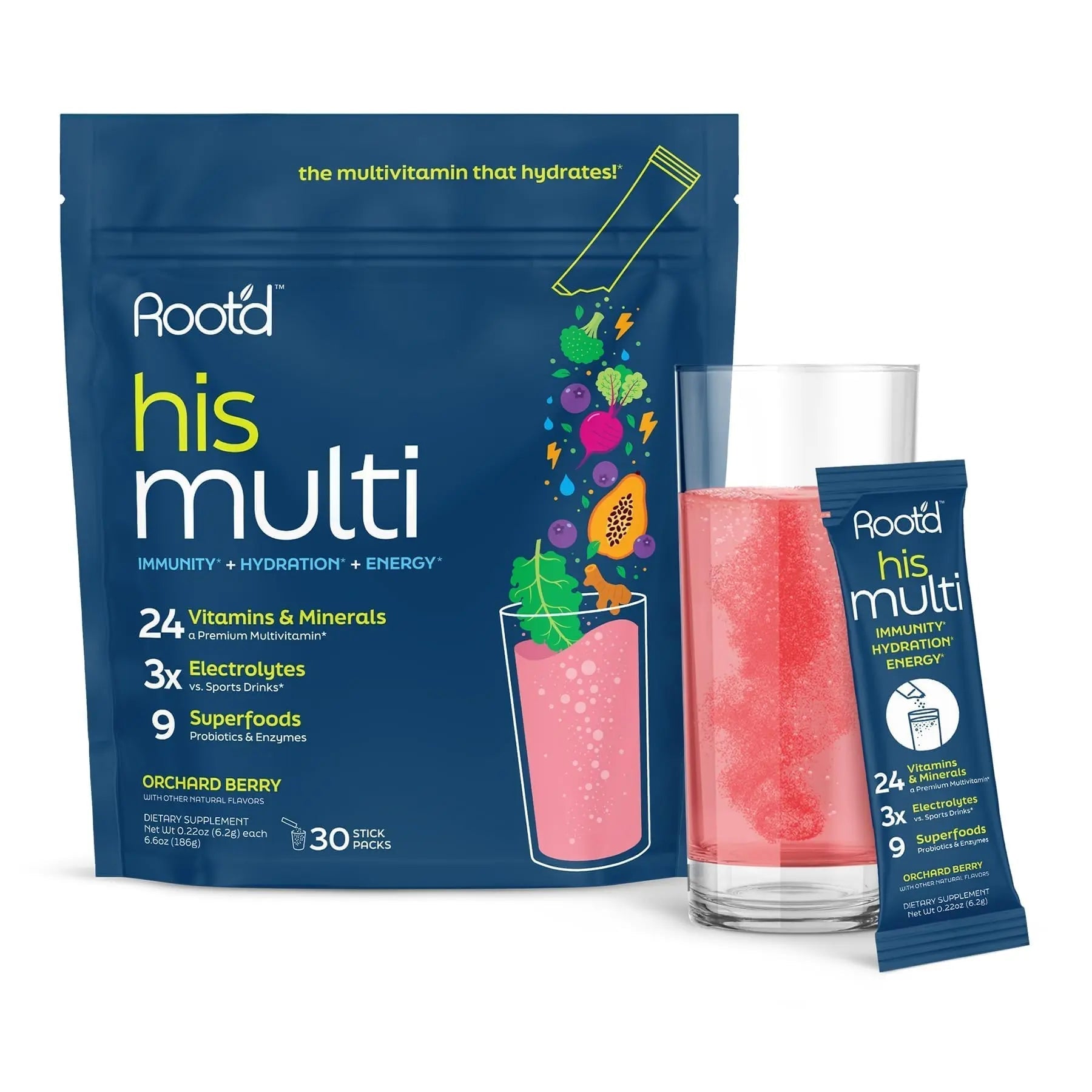 Root'd Multivitamin Powder for Men - 24 Vitamins & Minerals with 3X Electrolytes, 9 Organic Superfoods, Probiotics & Enzymes Root'd uk supplements