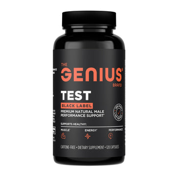 The Genius Brand Test Black Label - Testosterone Supplement for Men - Muscle Support, Energy & Performance Support - with D-Aspartic Acid, Magnesium, Korean Red Ginseng & Vitamins - 120 Capsules The Genius Brand uk supplements