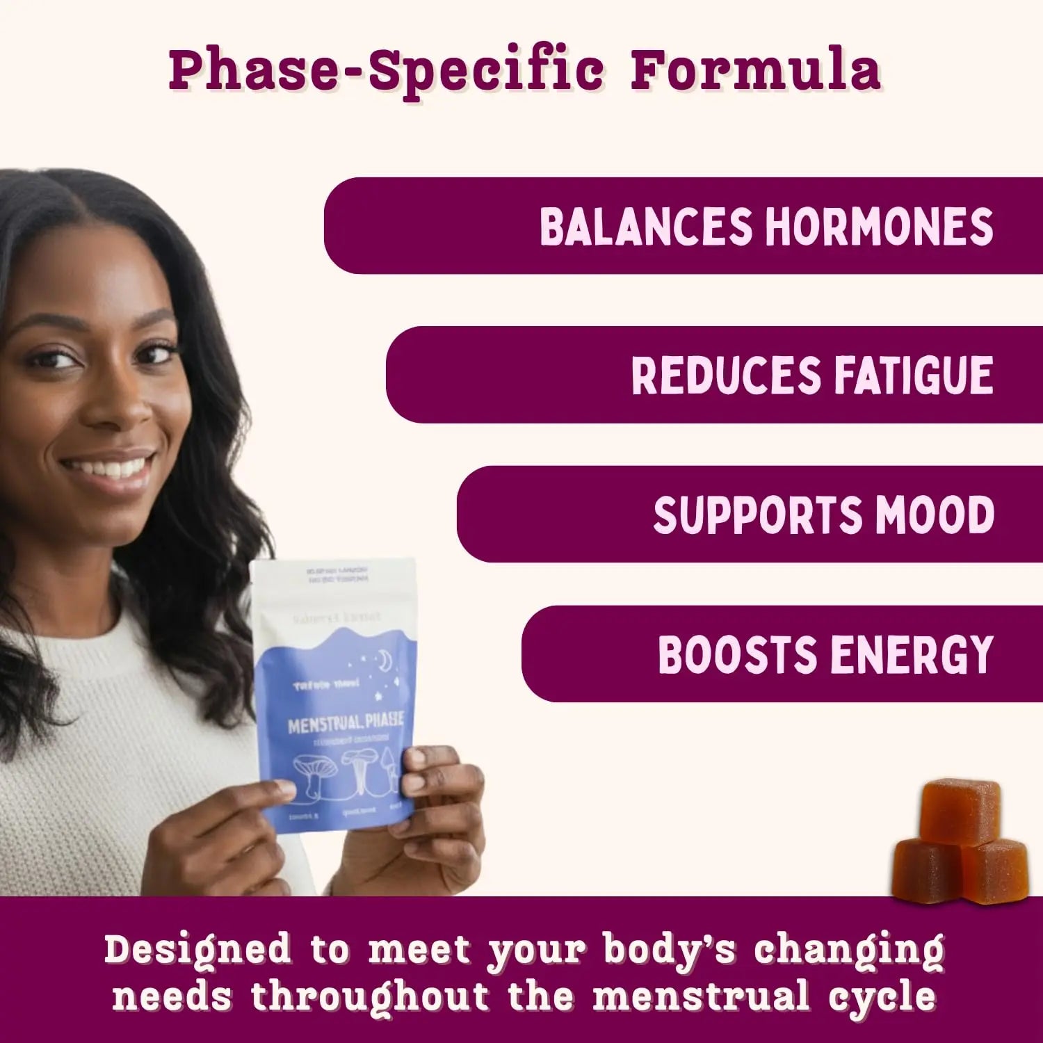 Period ovulatory & PMS Support Supplement for Women – Hormone Balance + 4-Phase Menstrual Cycle Kit | Vegan Functional Mushroom Gummies by Baker’s Botanics (Pack of 6)(30 Gummies) Baker's Botanics uk supplements