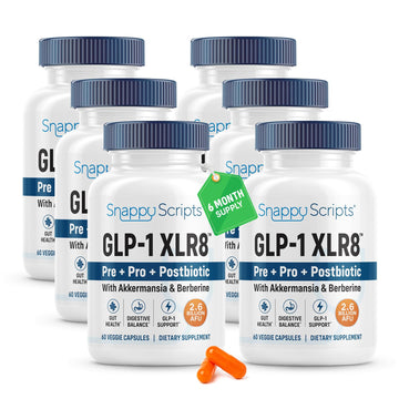 GLP-1 XLR8 Supplement for Weight Loss, Digestion, Constipation, Bloating Relief with Akkermansia 2.6 Billion AFU Live Prebiotic Probiotic Postbiotic Gut Health + Berberine for Women Men 360 Capsules Snappy Scripts uk supplements
