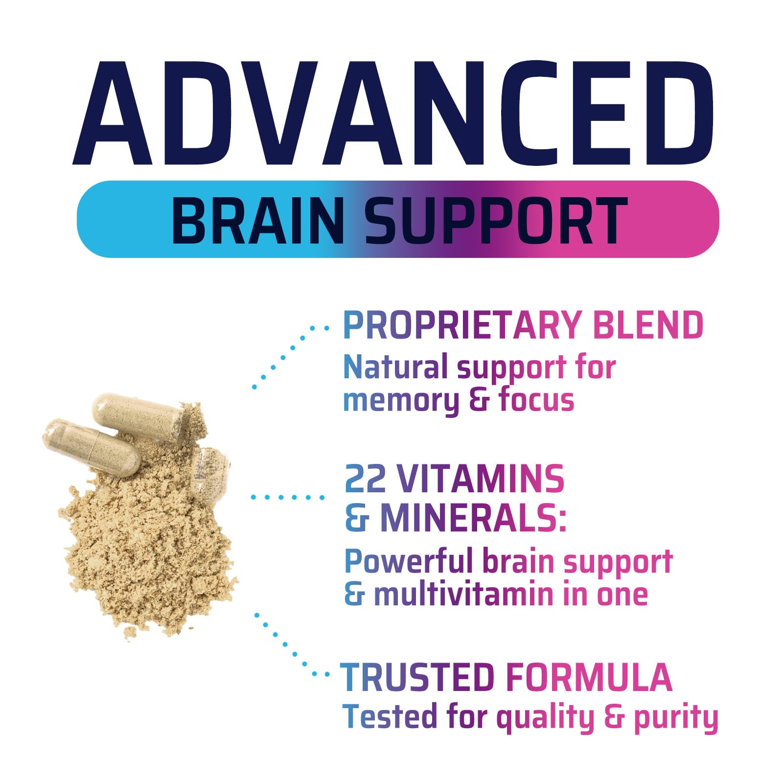 Brain Memory Supplement Pills - 3X Strength Nootropics for Concentration, Clarity & Focus Support - Brain Health Cognitive Vitamins with Bacopa, Phosphatidylserine & DMAE, Brain Booster - 60 Capsules Nature's Strength uk supplements