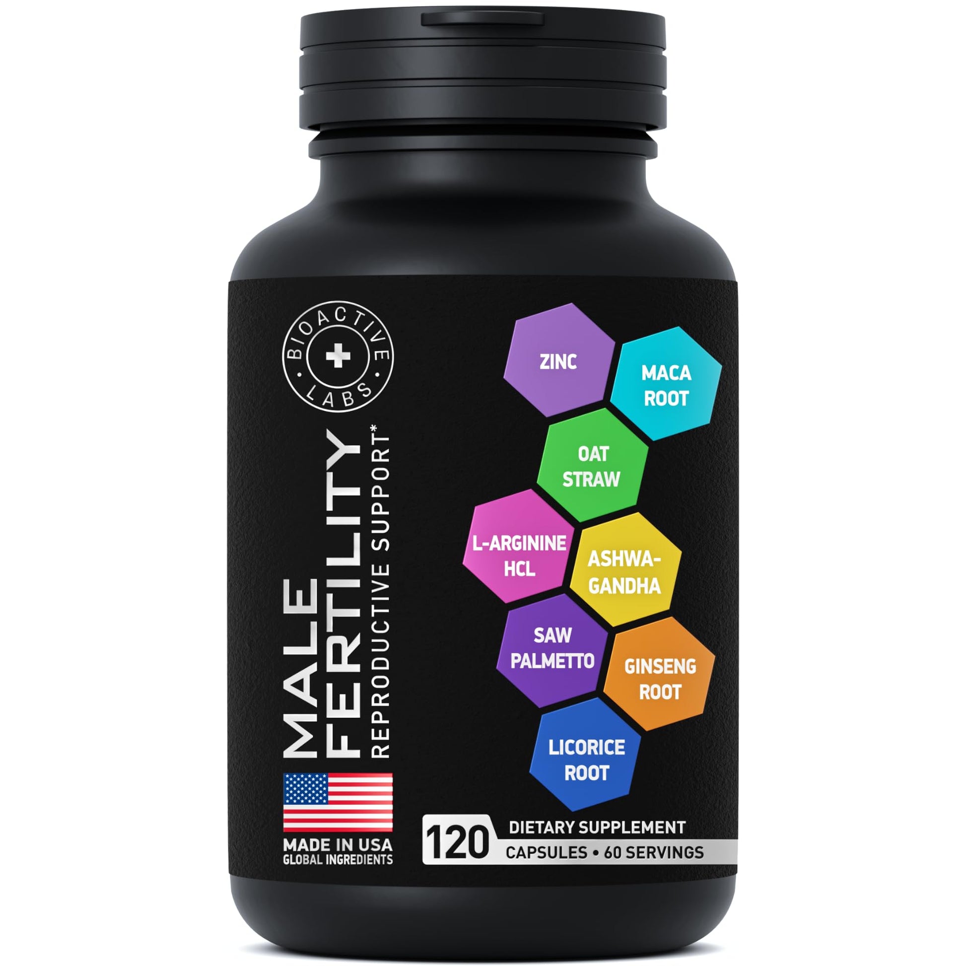 Fertility Supplements for Men - Zinc, Maca, Ashwagandha, L-Arginine - Male Vitality Conception for Him - Count and Motility Pregnancy Aid - Vitamins and Male Fertility Support Supplement - 120 Pills BIOACTIVE LABS uk supplements