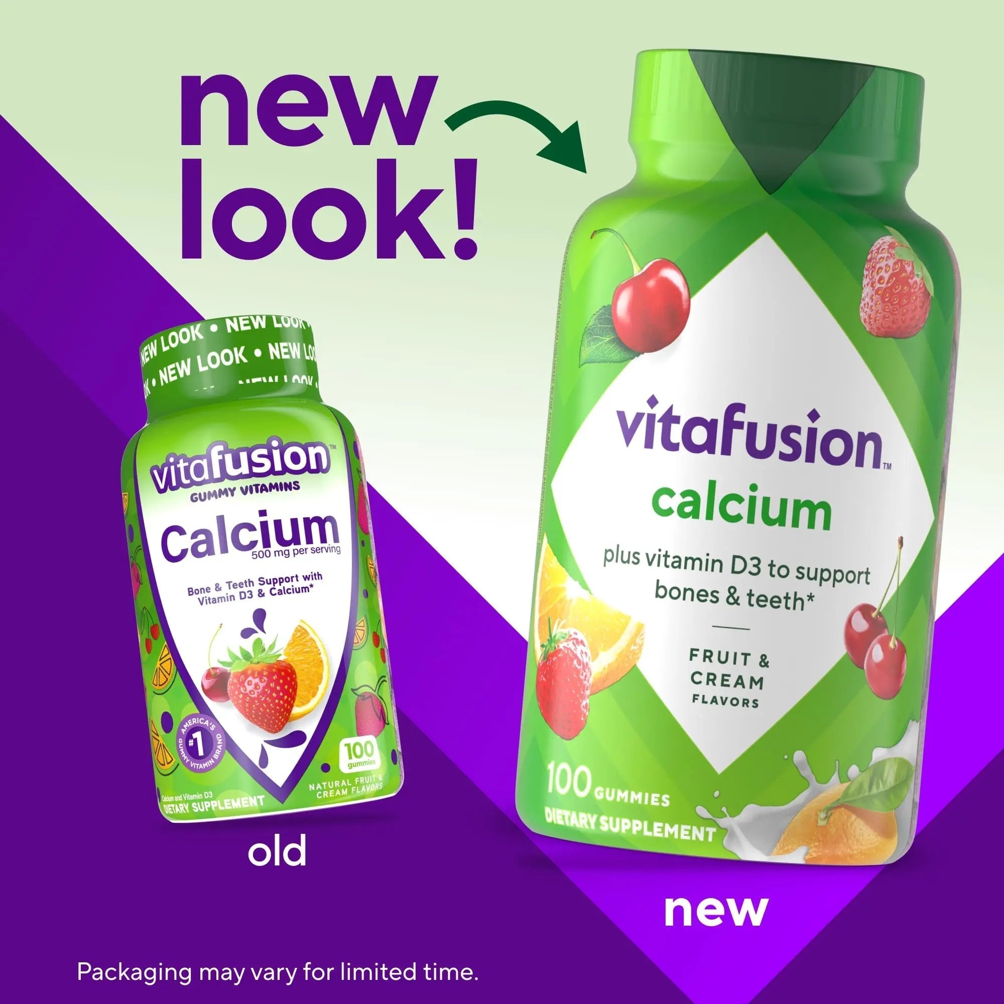 vitafusion Chewable Calcium Gummy Vitamins for Bone and Teeth Support, Calcium Gummies, Fruit and Cream Flavor, 100 Count, 50 Day Supply Vitafusion uk supplements