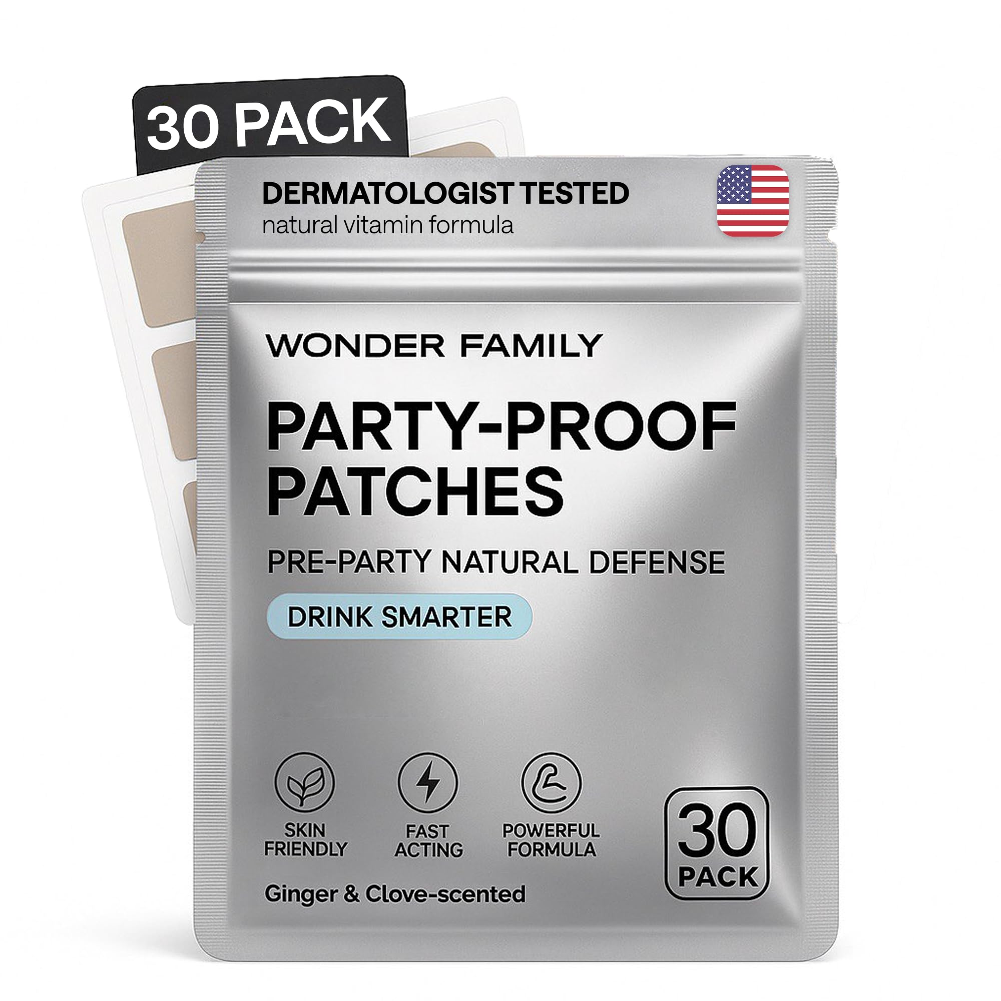 Recovery Patches for Men & Women – Grey Pack Morning Relief After Parties, Drinking & Nights Out – With B-Complex, Vitamins A C D E, Glutathione, Boswellia & Herbal Antioxidants – 30 Patches WONDER FAMILY uk supplements