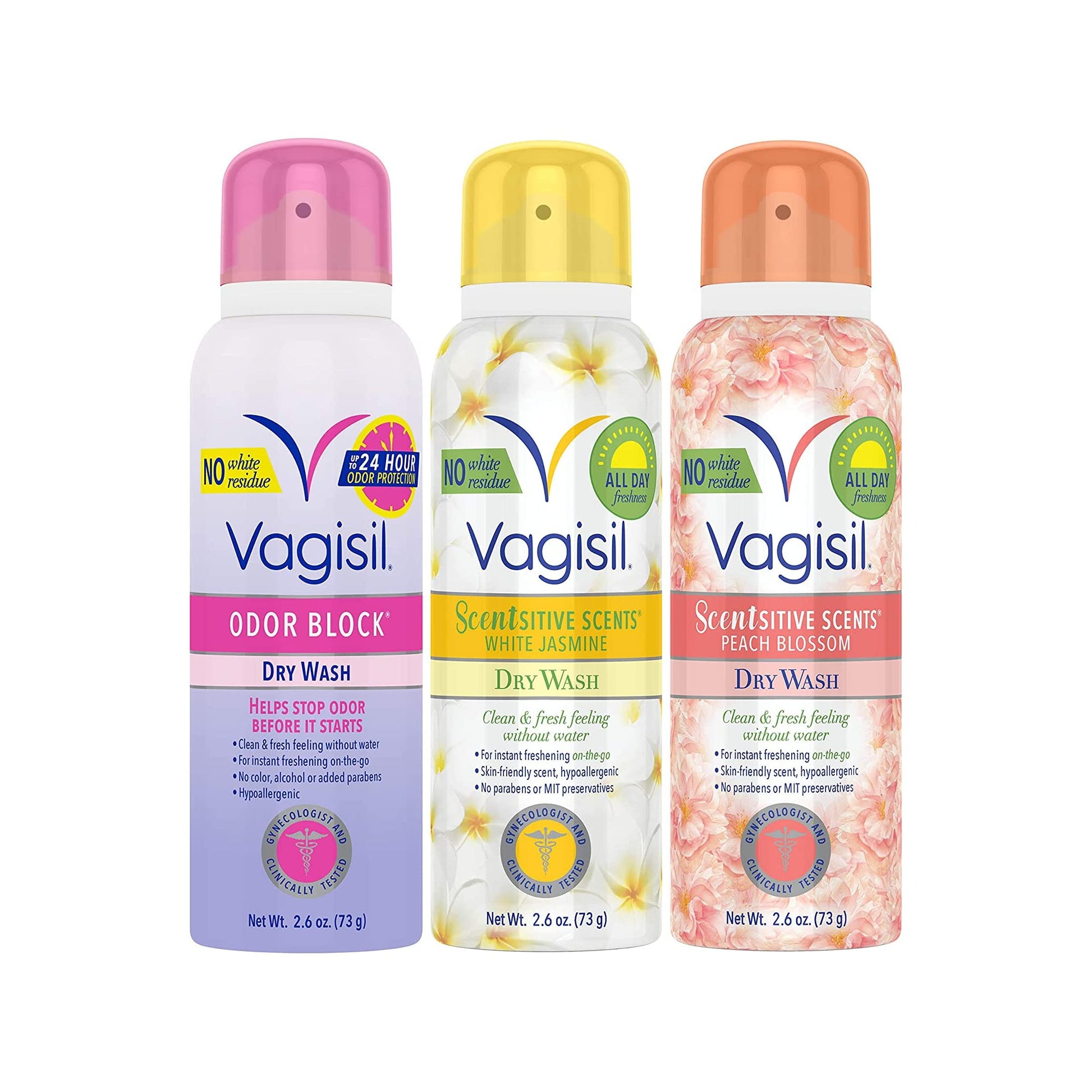Vagisil Feminine Dry Wash Deodorant Spray for Women, Gynecologist Tested, Paraben Free, 3 Scent Vagisil uk supplements