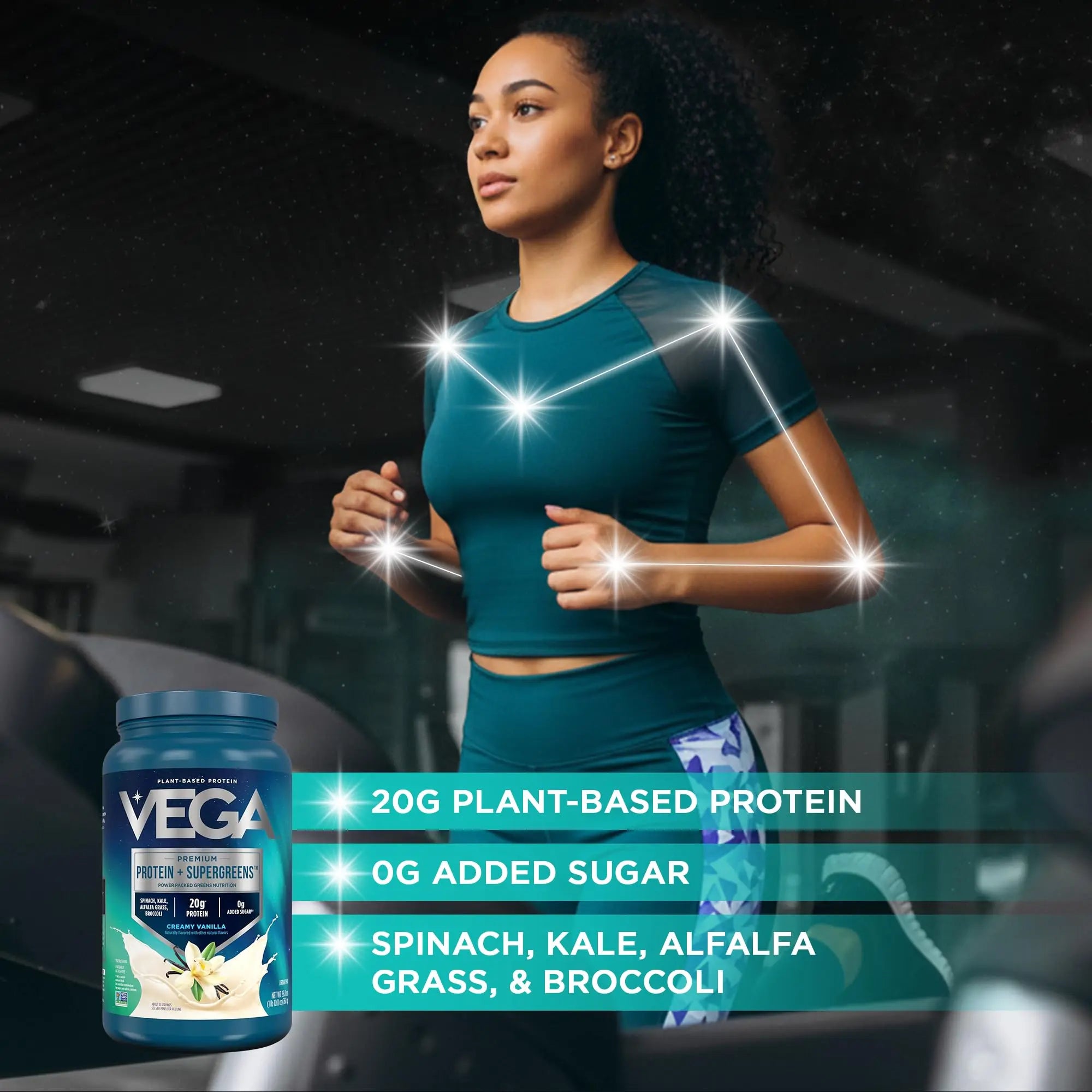 Vega Premium Protein + Supergreens, Creamy Vanilla – 20g Vegan Protein, Dairy & Gluten Free, 26.9 oz (25 Servings) Vega uk supplements