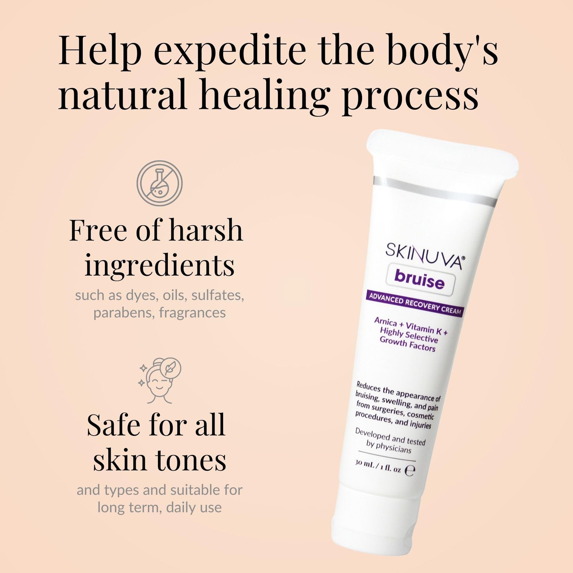 Skinuva® Bruise Advanced Recovery Cream - Topical Bruise Cream Formulated with Growth Factors, Arnica & Vitamin K (1 oz) Skinuva uk supplements